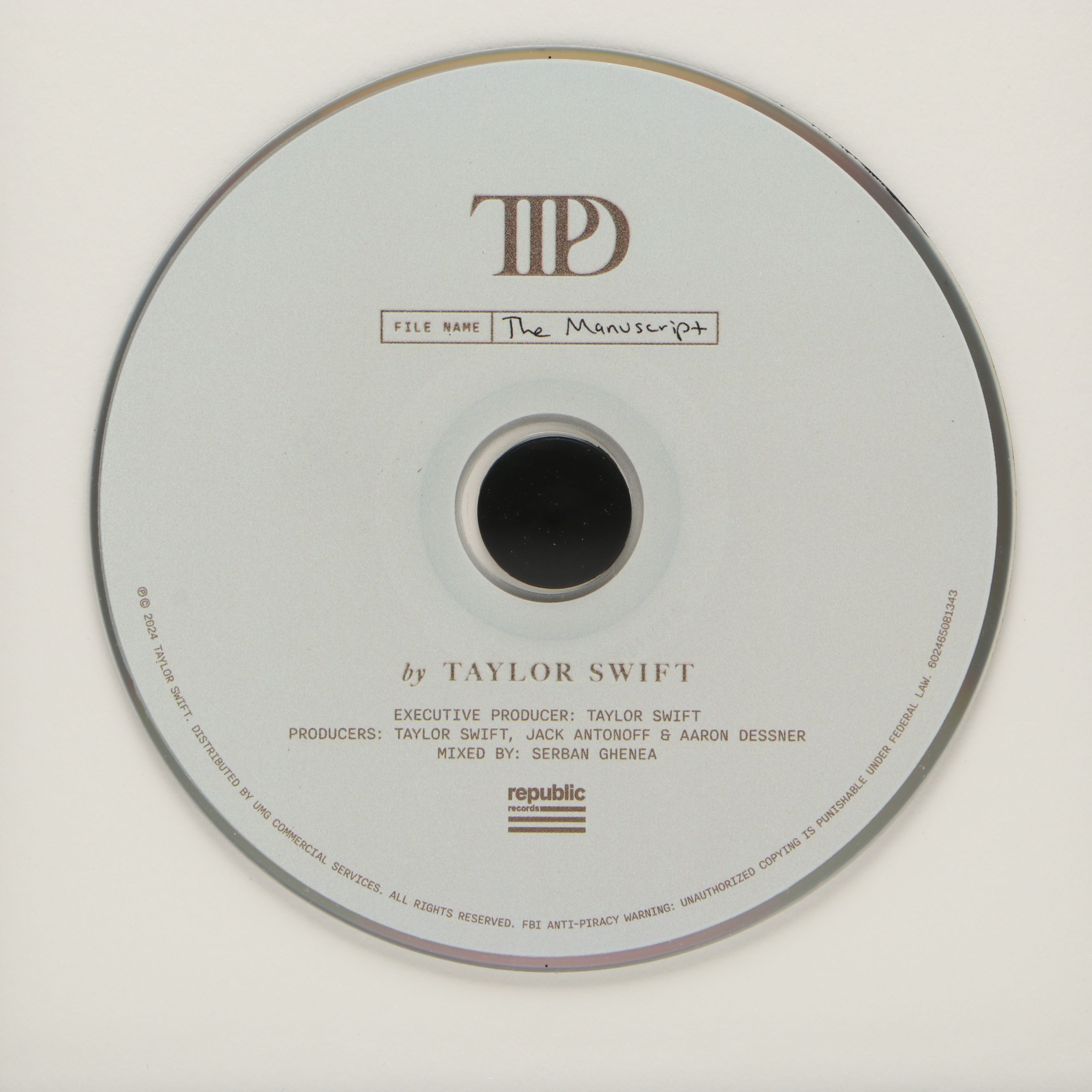 Taylor Swift Signed "The Tortured Poets Department" CD Card in Frame