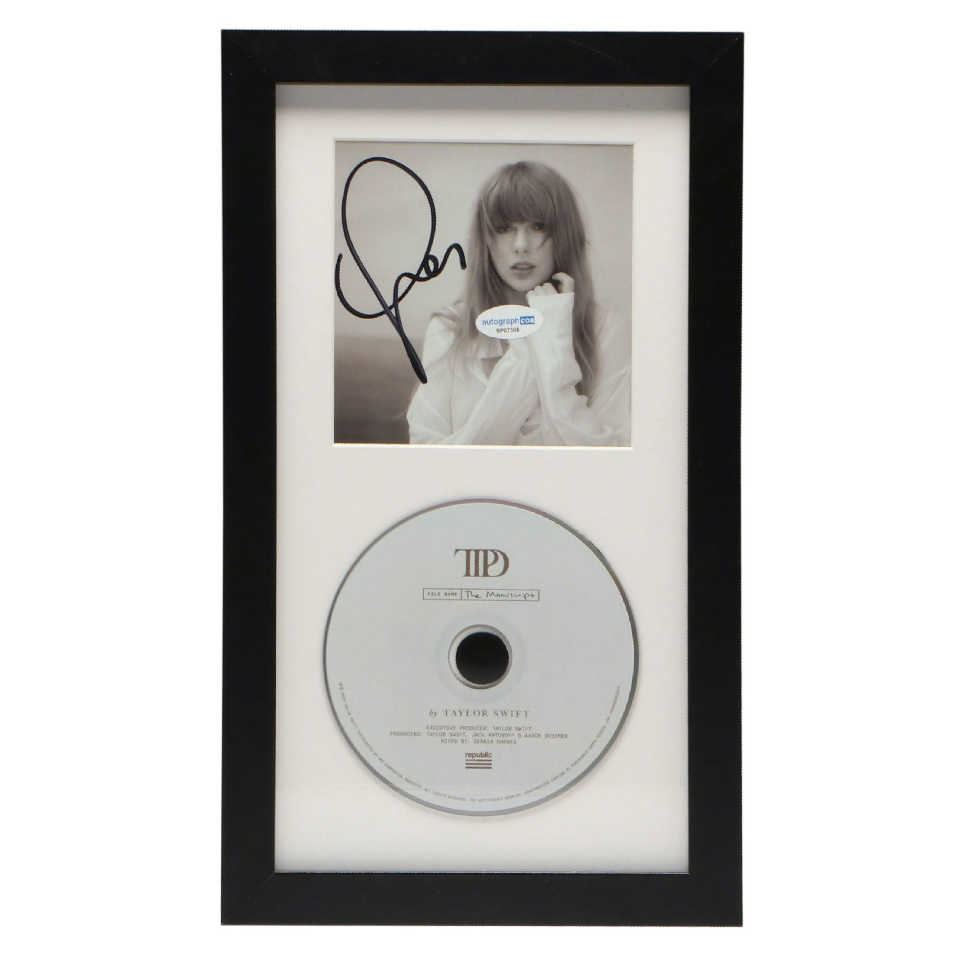 Taylor Swift Signed "The Tortured Poets Department" CD Card in Frame
