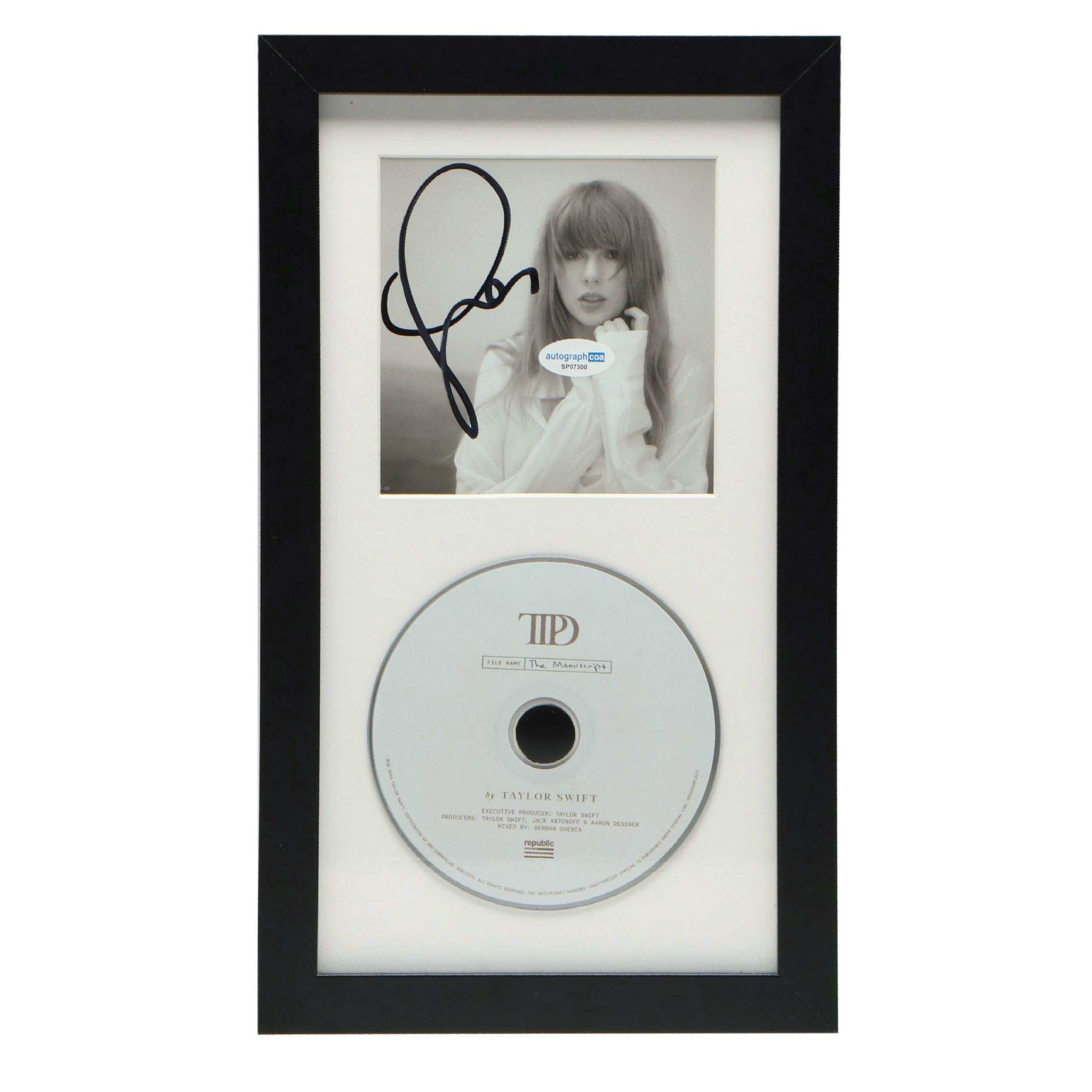 Taylor Swift Signed "The Tortured Poets Department" CD Card in Frame