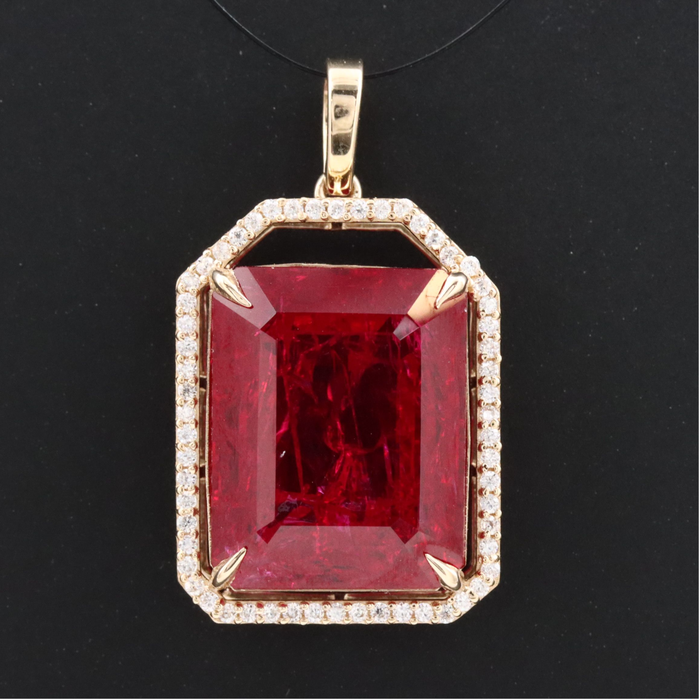 14K 15.37 CT Ruby and Moissanite Pendant