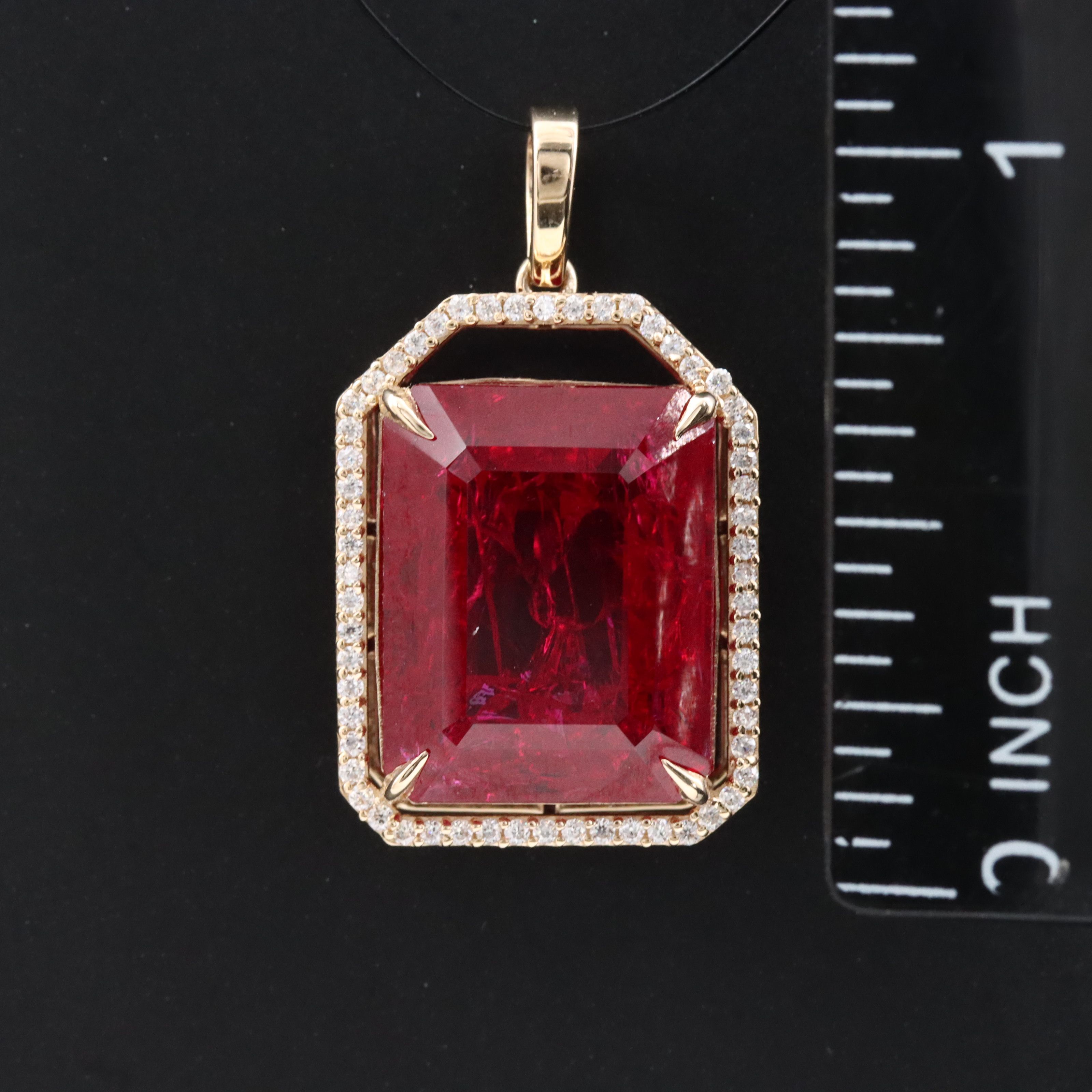 14K 15.37 CT Ruby and Moissanite Pendant