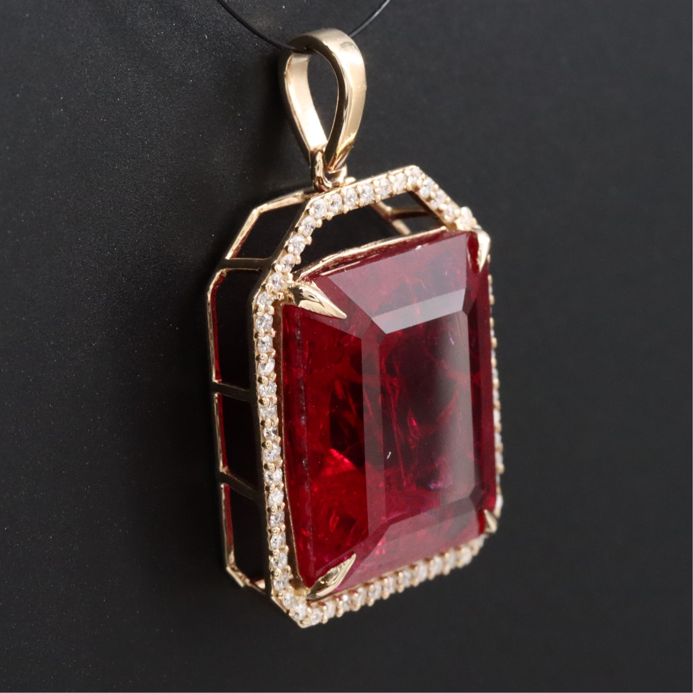14K 15.37 CT Ruby and Moissanite Pendant