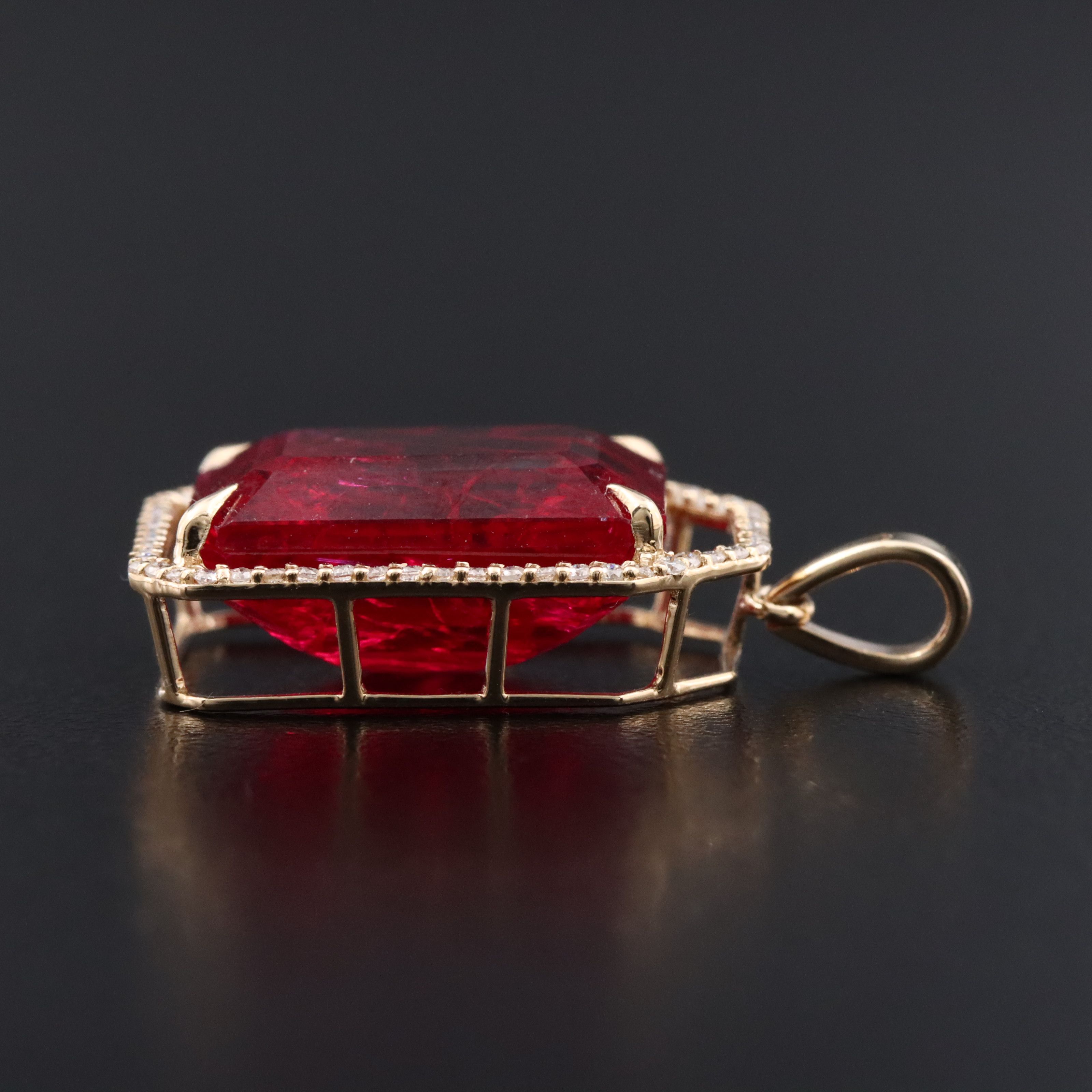 14K 15.37 CT Ruby and Moissanite Pendant