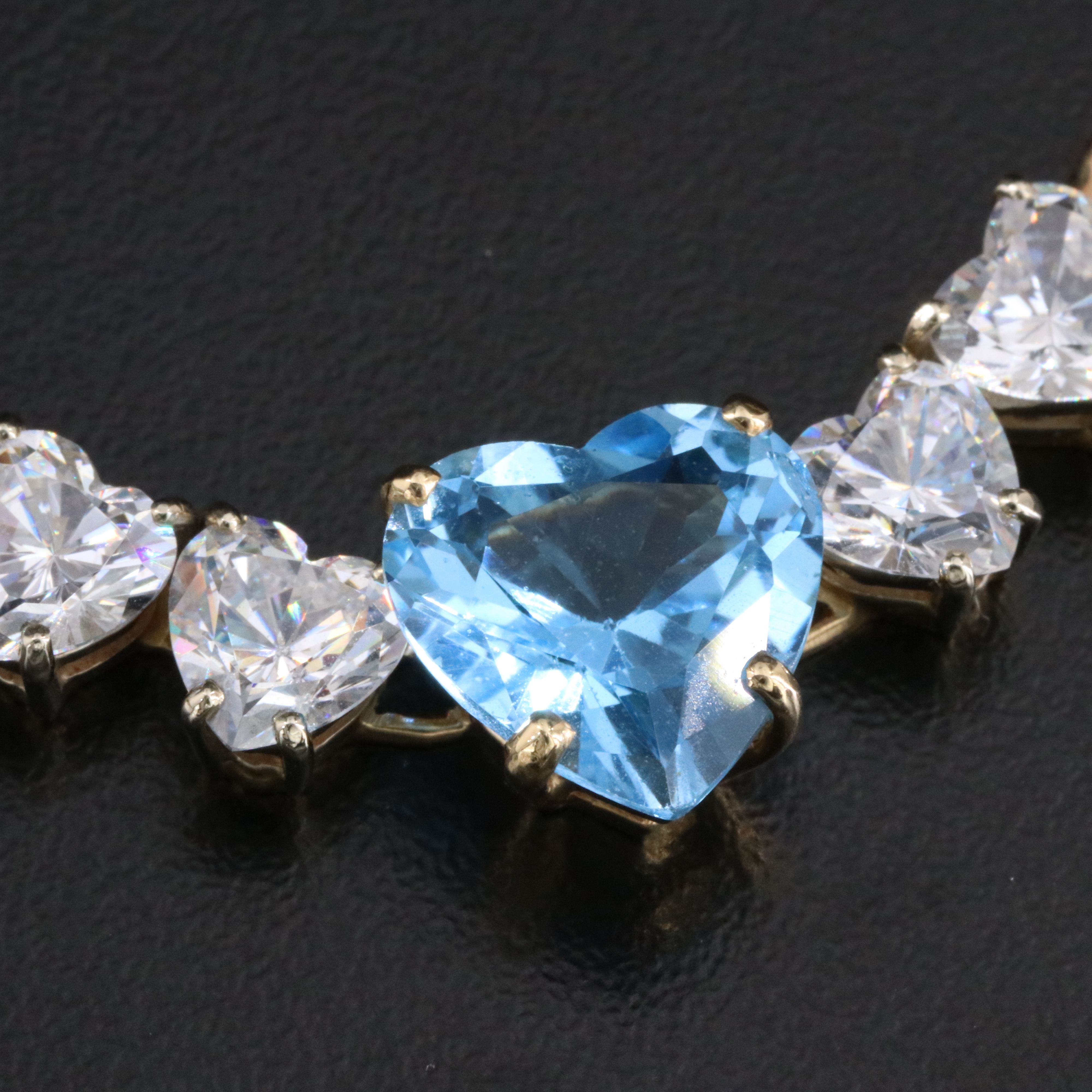 14K Swiss Blue Topaz and CZ Tri-Color Necklace