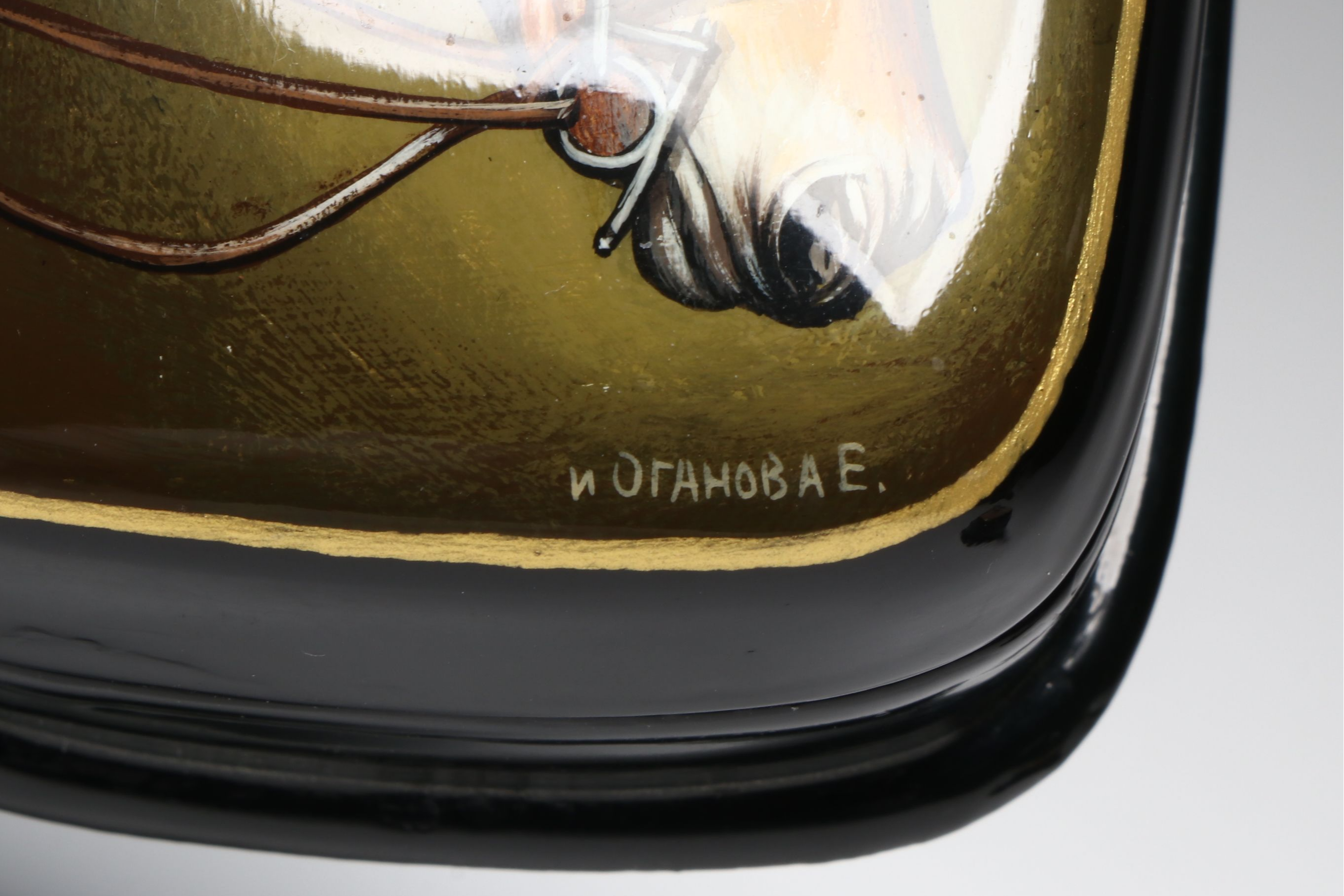 Russian Fedoskino Hand-Painted Equine Lacquerware Boxes
