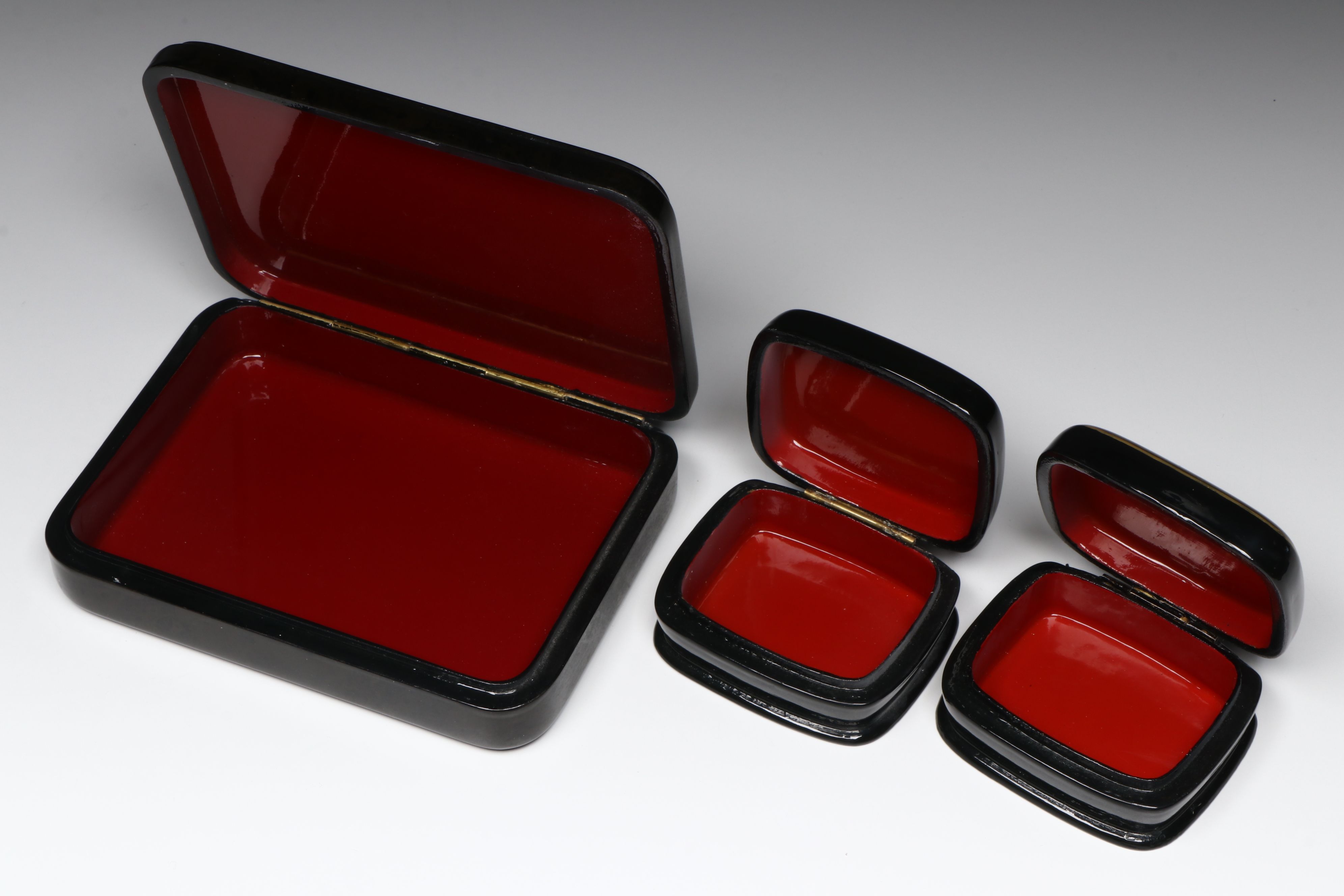 Russian Fedoskino Hand-Painted Equine Lacquerware Boxes