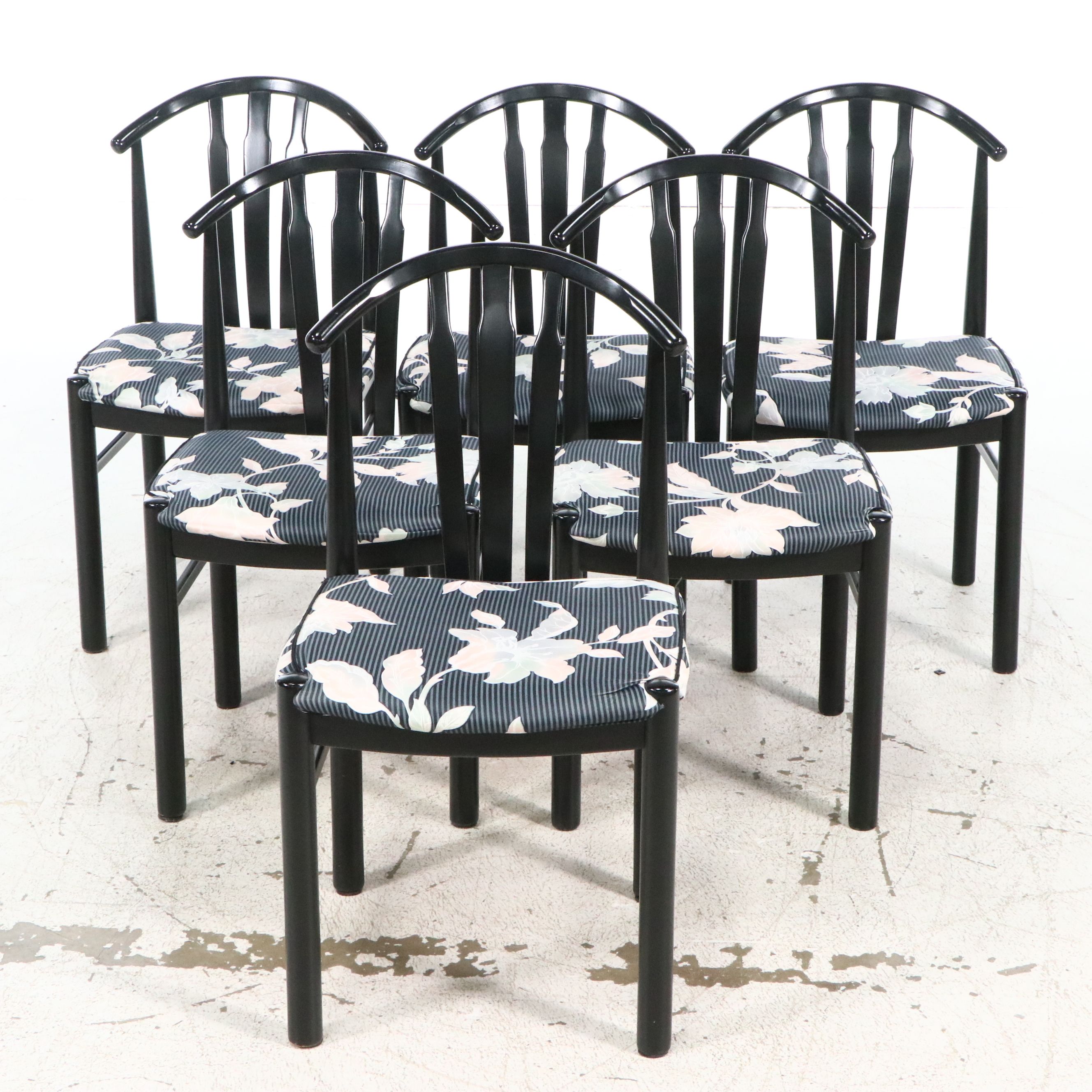 Tiled Top Dining Table and Six Spindle Back Chairs, Late 20th Century