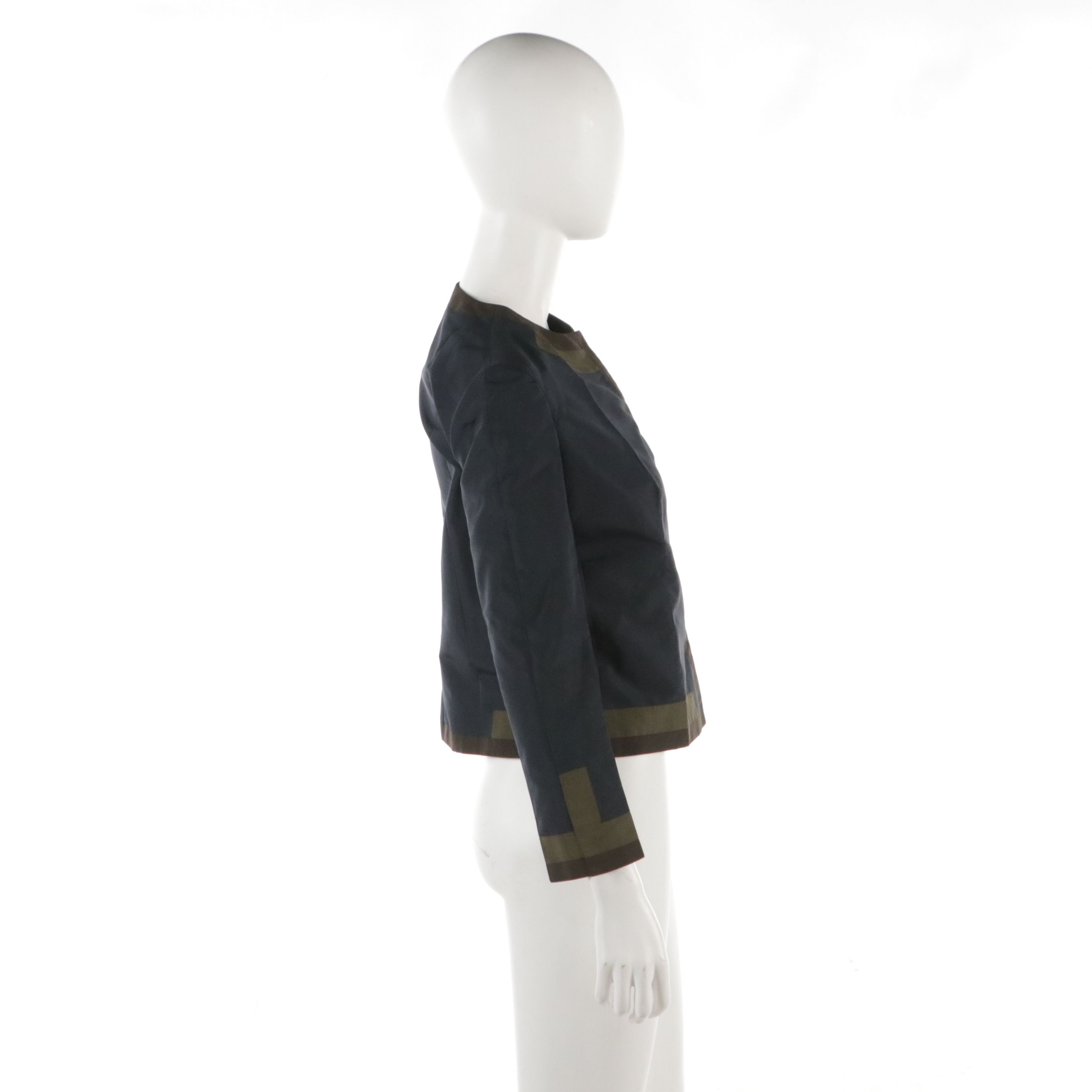 Prada Silk-Blend Snap-Front Collarless Jacket