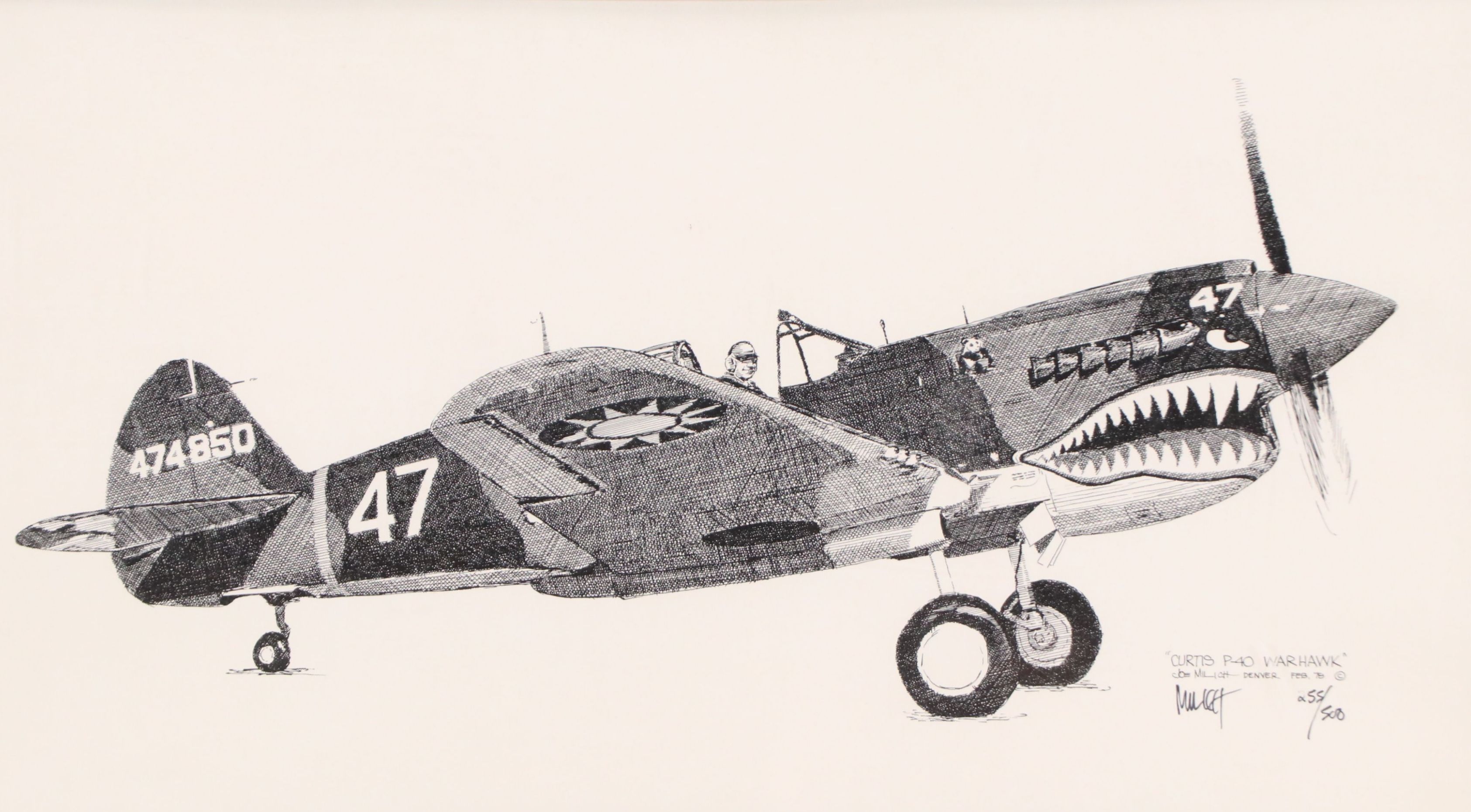 Joe Milich Lithograph "Curtis P-40 Warhawk," 1978