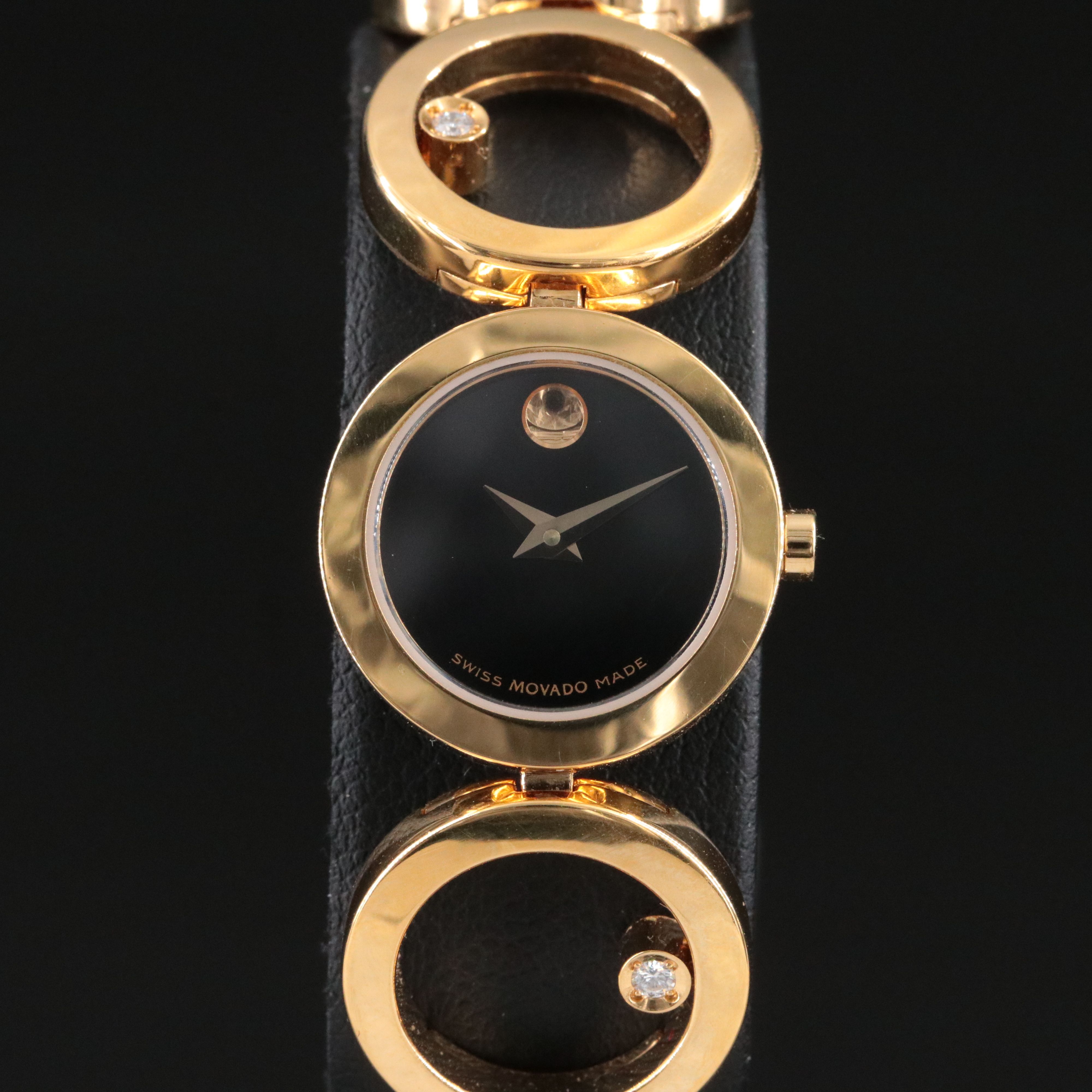 Movado Ono Gold-Tone Stainless Steel Diamond Accented Open Link Dress Watch