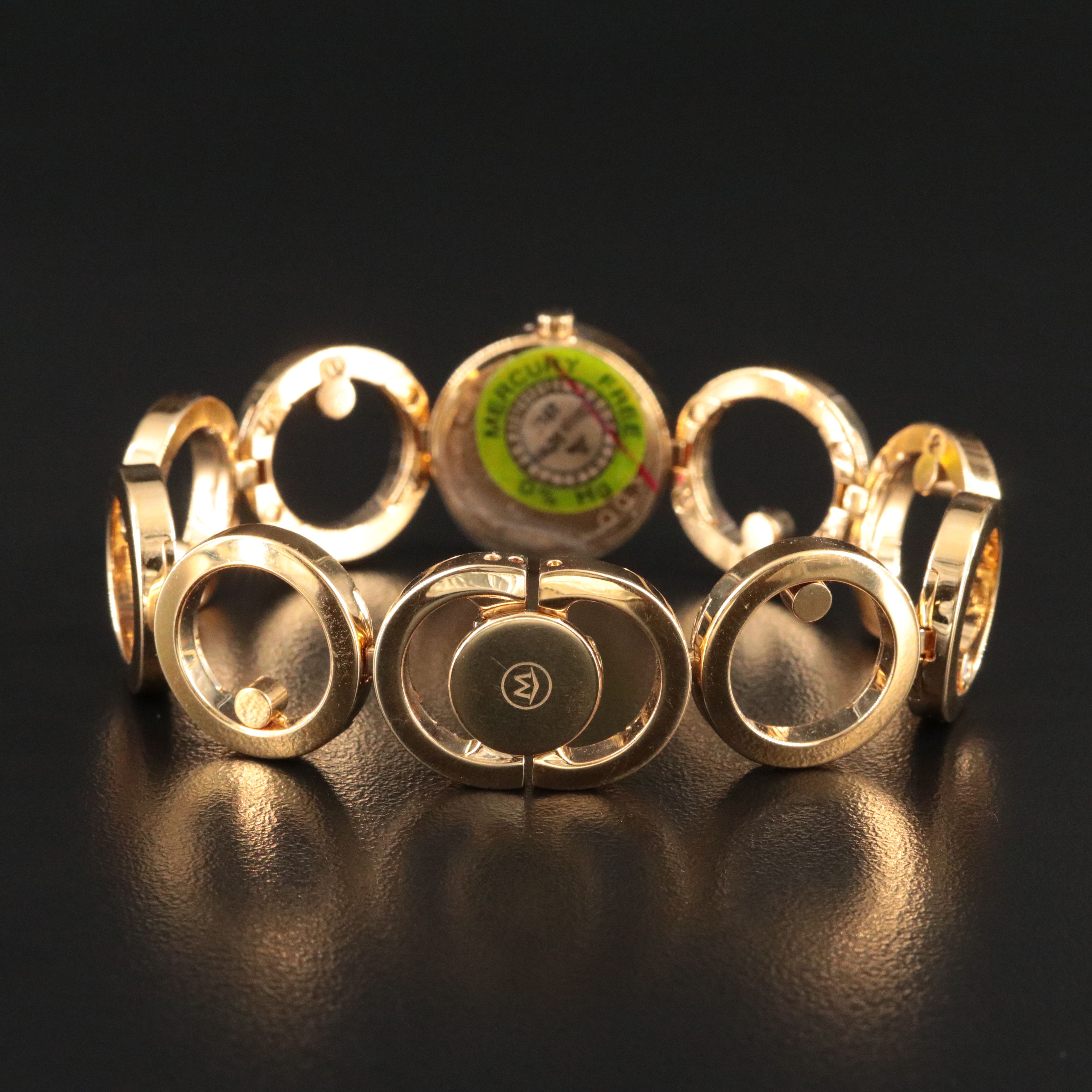 Movado Ono Gold-Tone Stainless Steel Diamond Accented Open Link Dress Watch