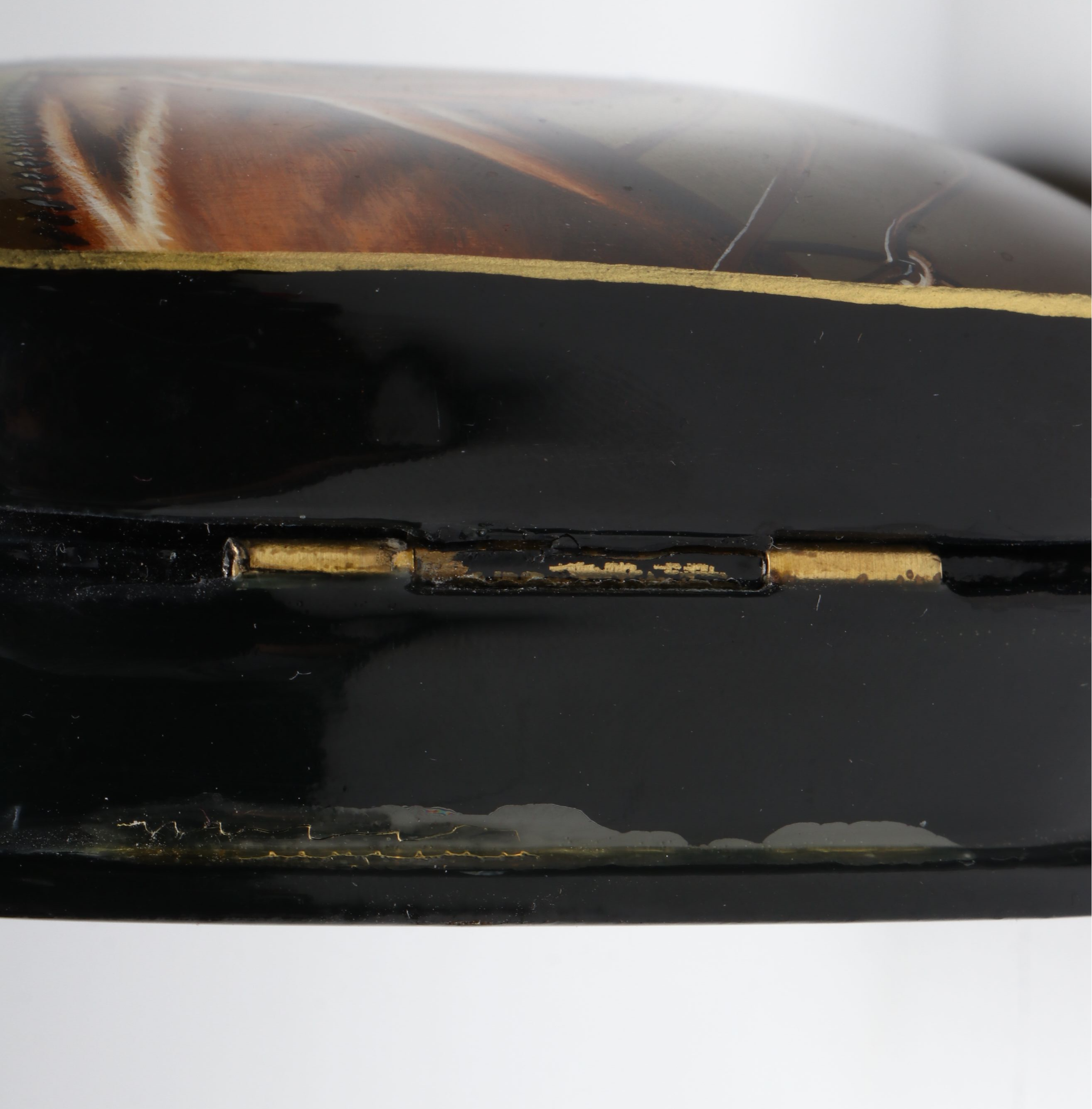 Russian Fedoskino Hand-Painted Equine Lacquerware Boxes