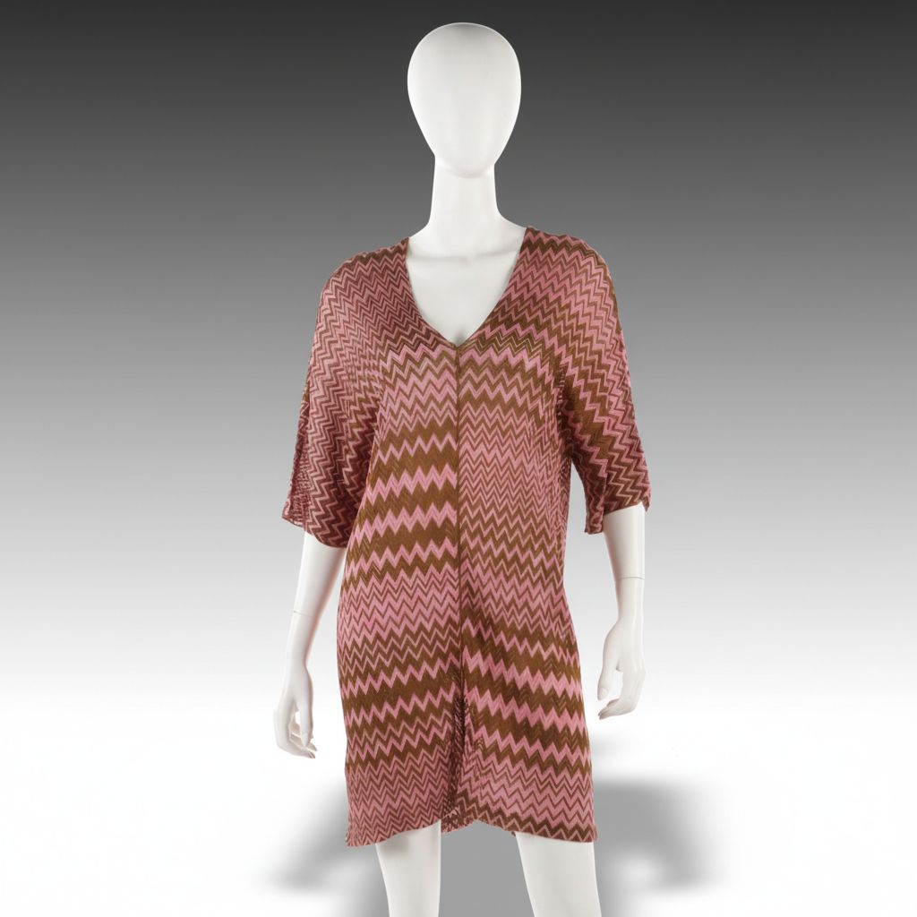 Missoni Pink & Brown Zigzag Knit Cover-Up Dress