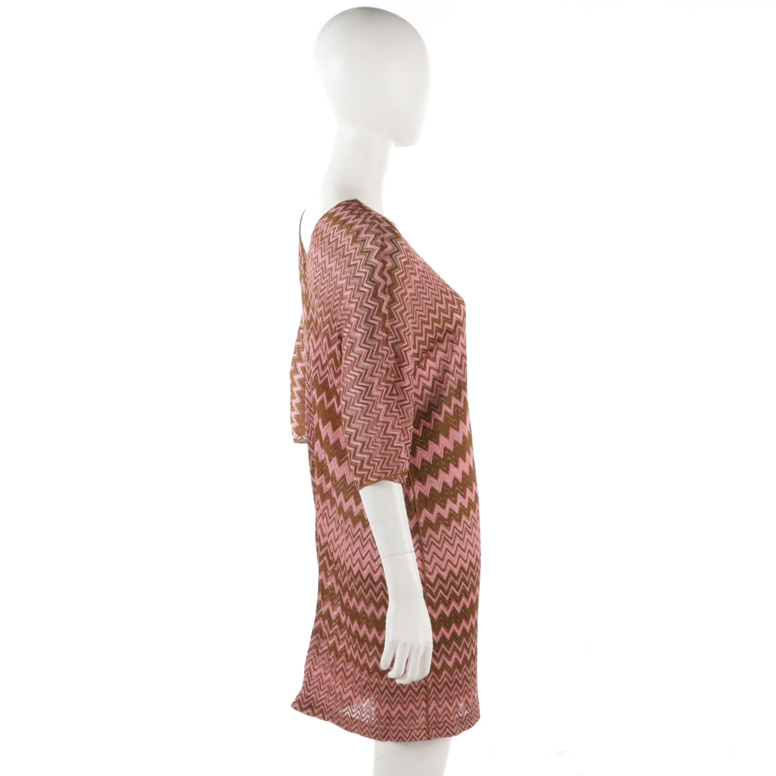 Missoni Pink & Brown Zigzag Knit Cover-Up Dress