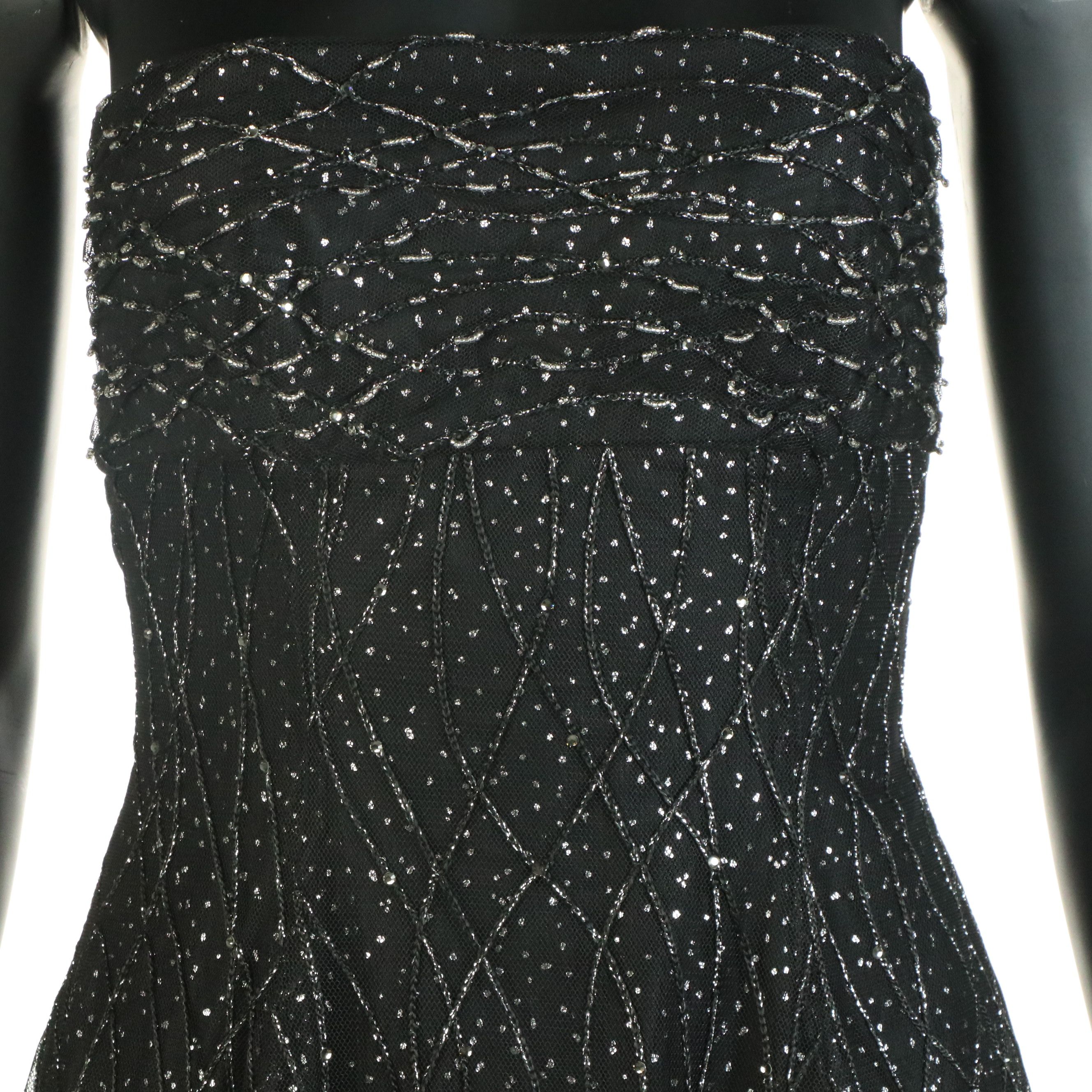 Victor Costa Embellished Strapless Mid-Length Gown