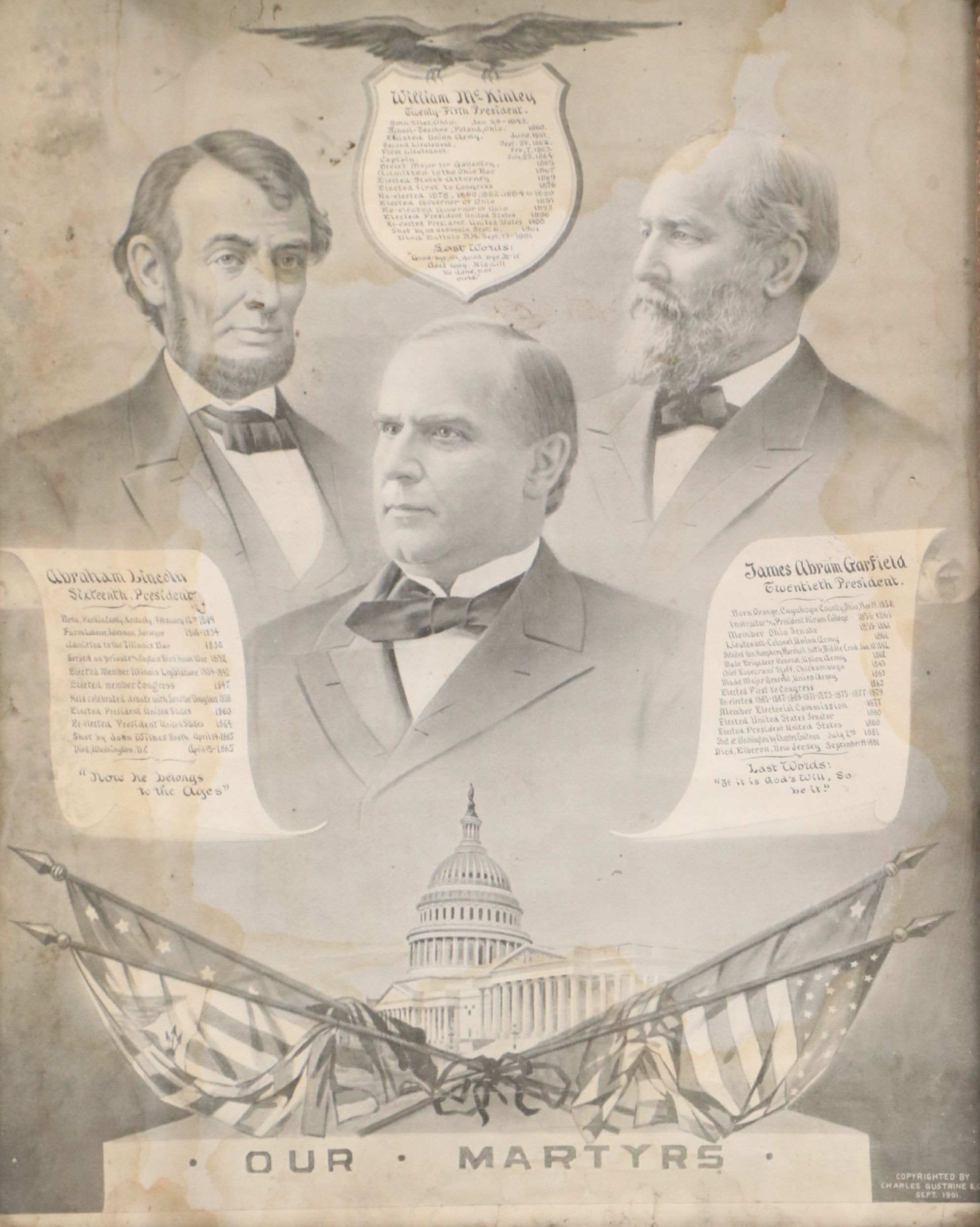 Charles Gustrine & Co. Halftone Poster "Our Martyrs," 1901