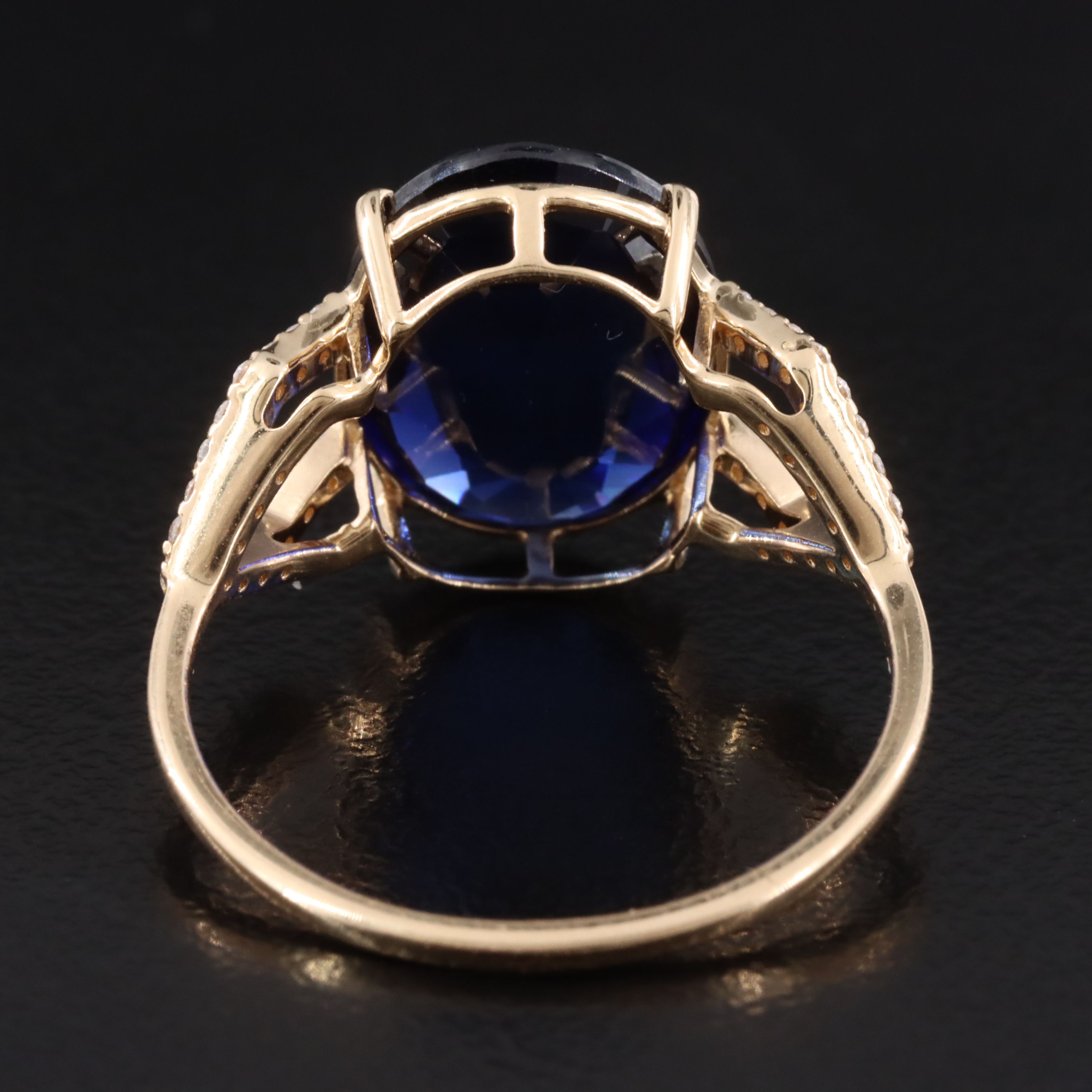 14K 4.82 CT Lab Grown Sapphire and Moissanite Ring