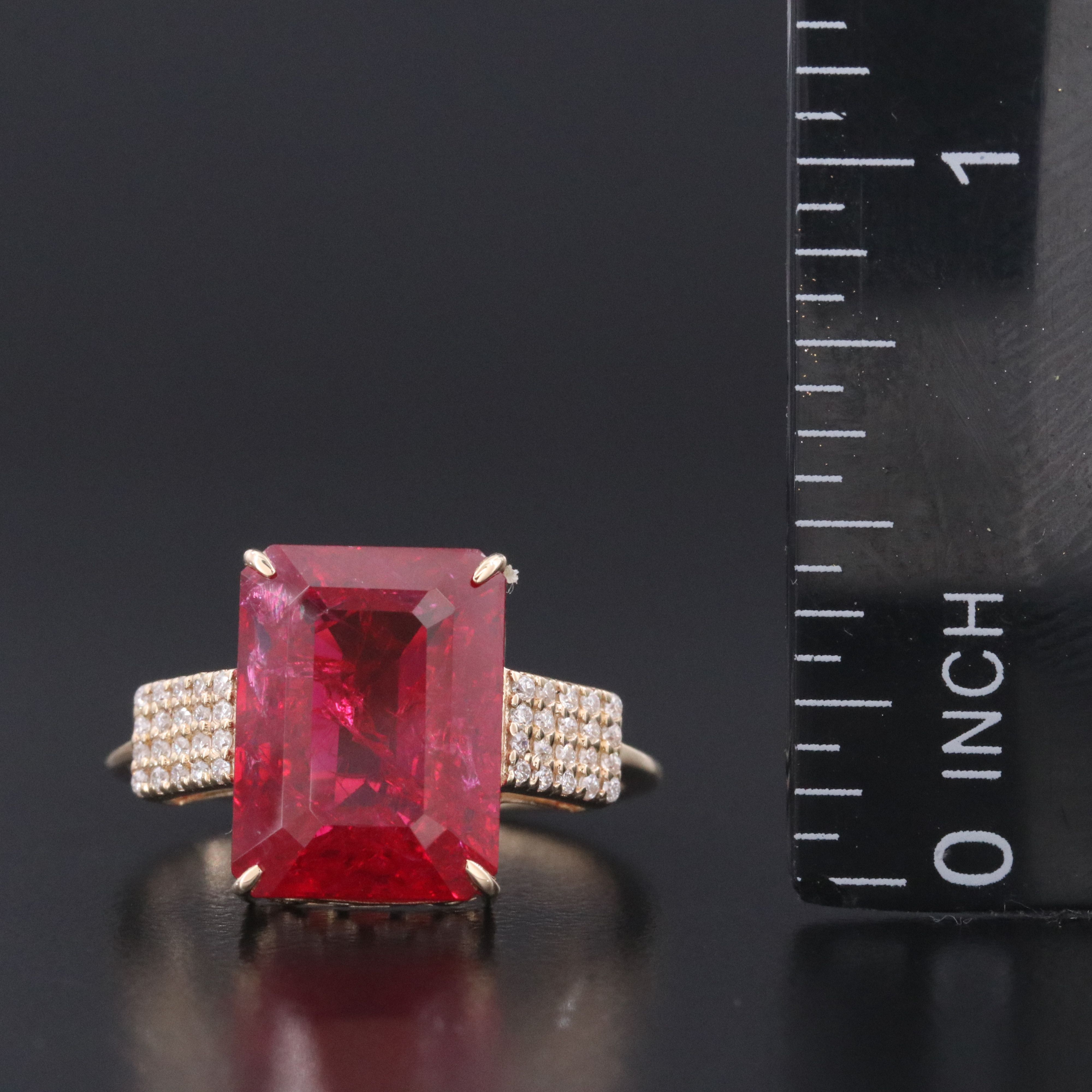 14K 7.38 CT Lab Grown Ruby and Moissanite Ring