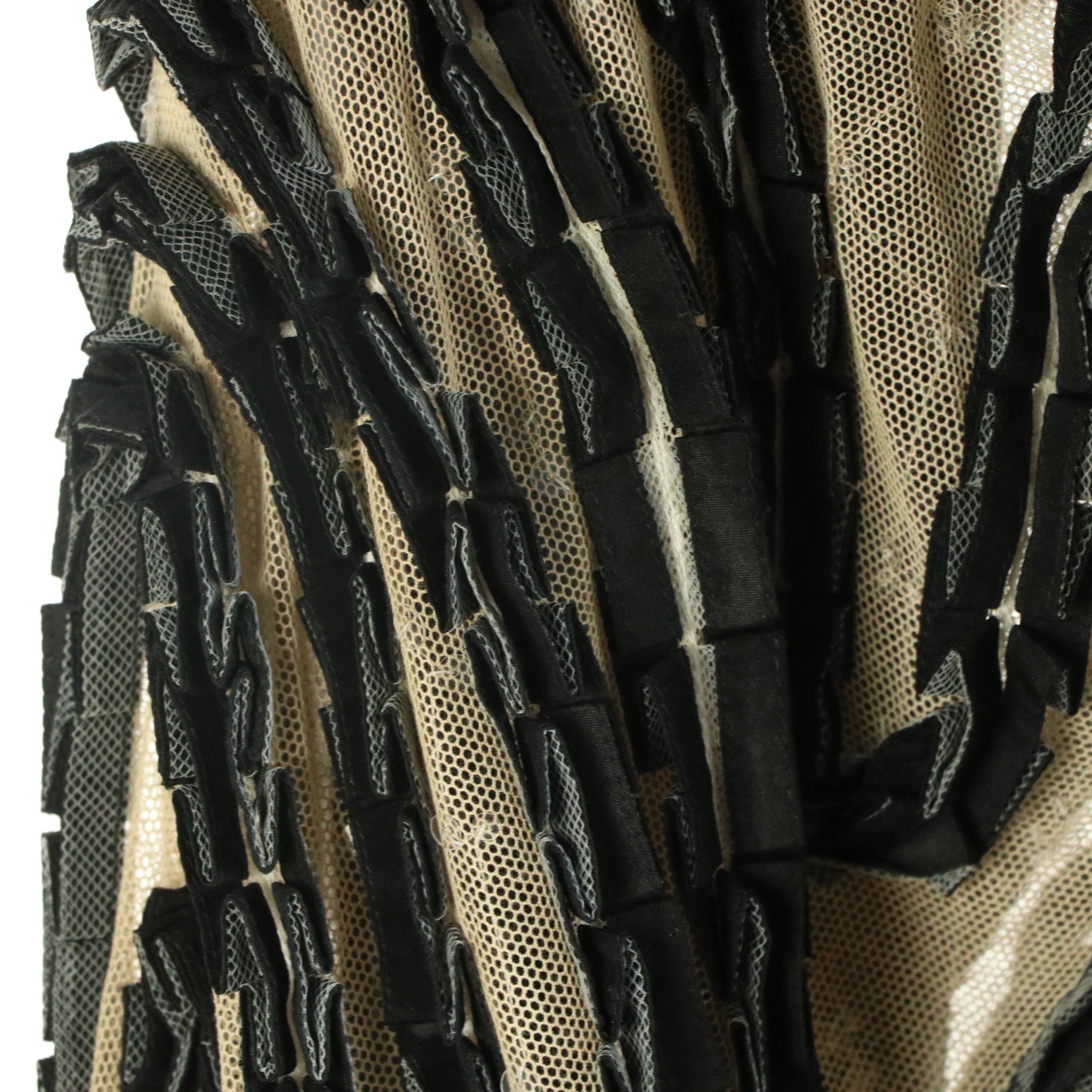 Carolina Herrera Black Wave and Sequined Mesh Long Sleeve Shift Dress