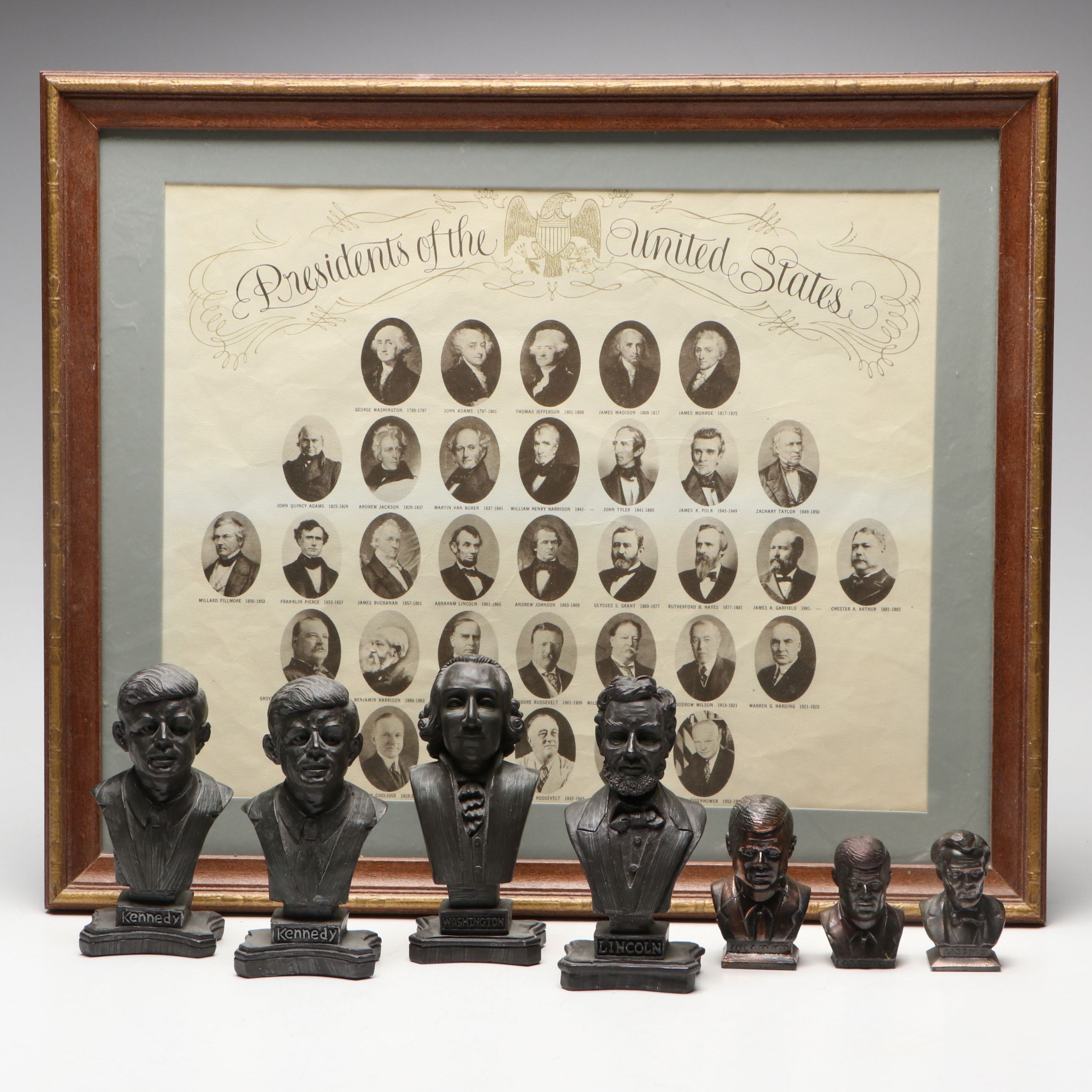 "Presidents of the United States" with Bronze Finish Presidential Busts