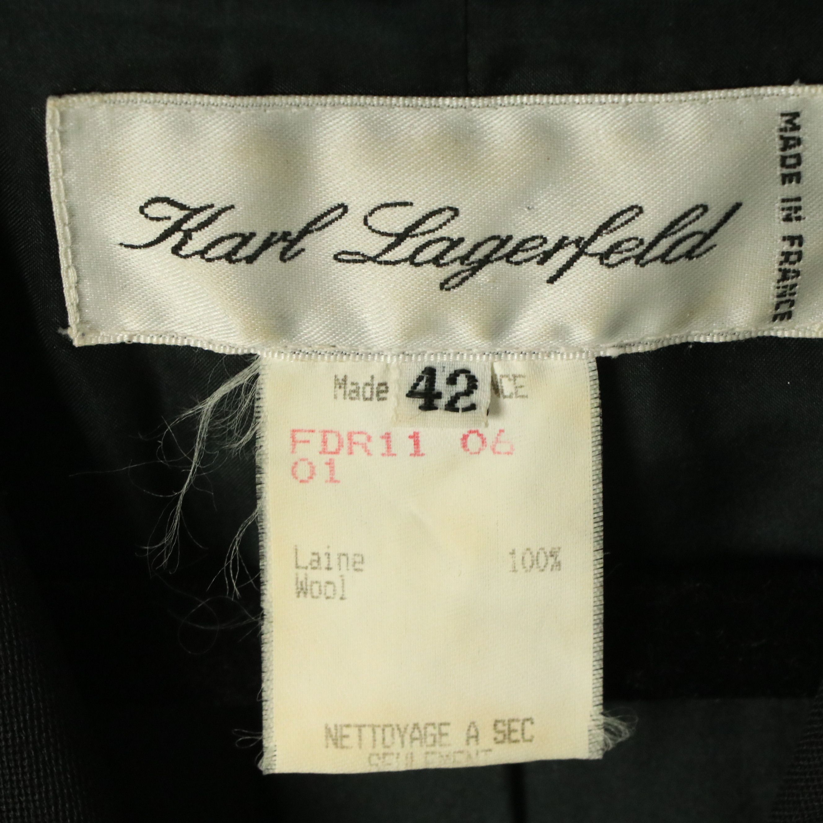 Karl Lagerfeld Black Wool Button-Front Evening Dress