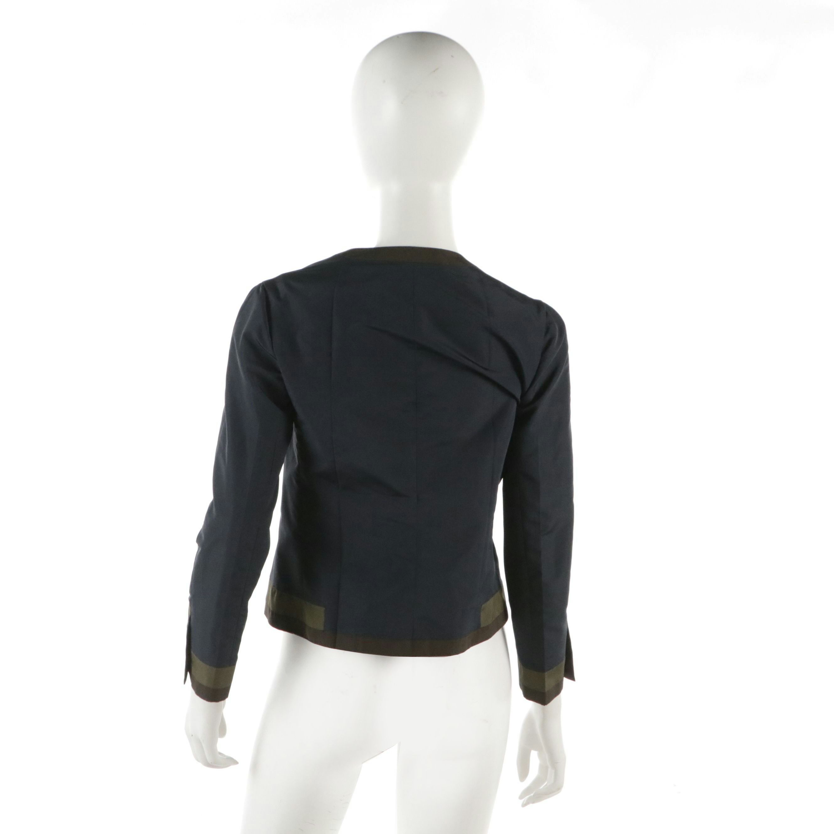 Prada Silk-Blend Snap-Front Collarless Jacket
