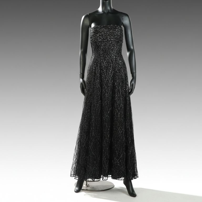 Victor Costa Embellished Strapless Mid-Length Gown