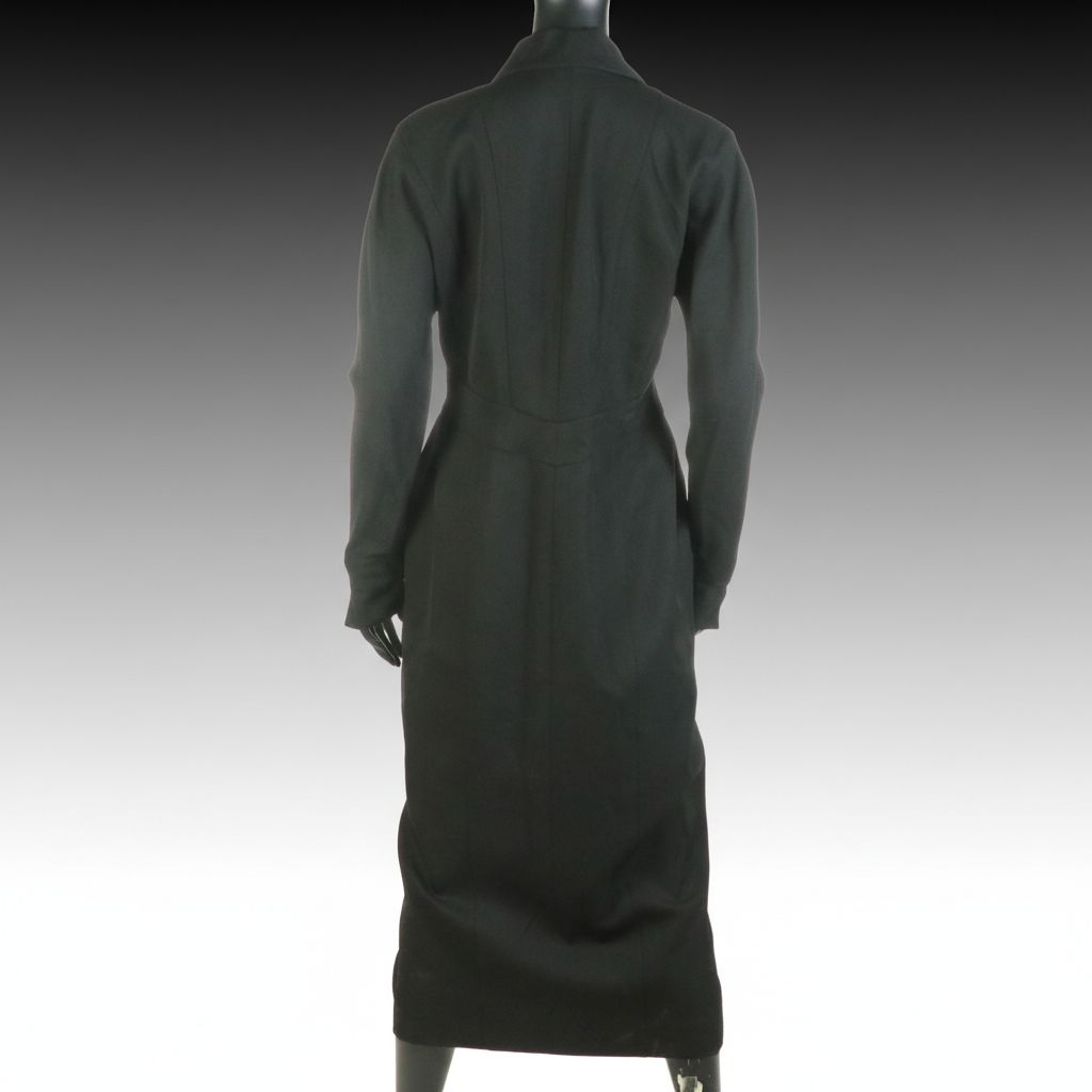 Karl Lagerfeld Black Wool Button-Front Evening Dress