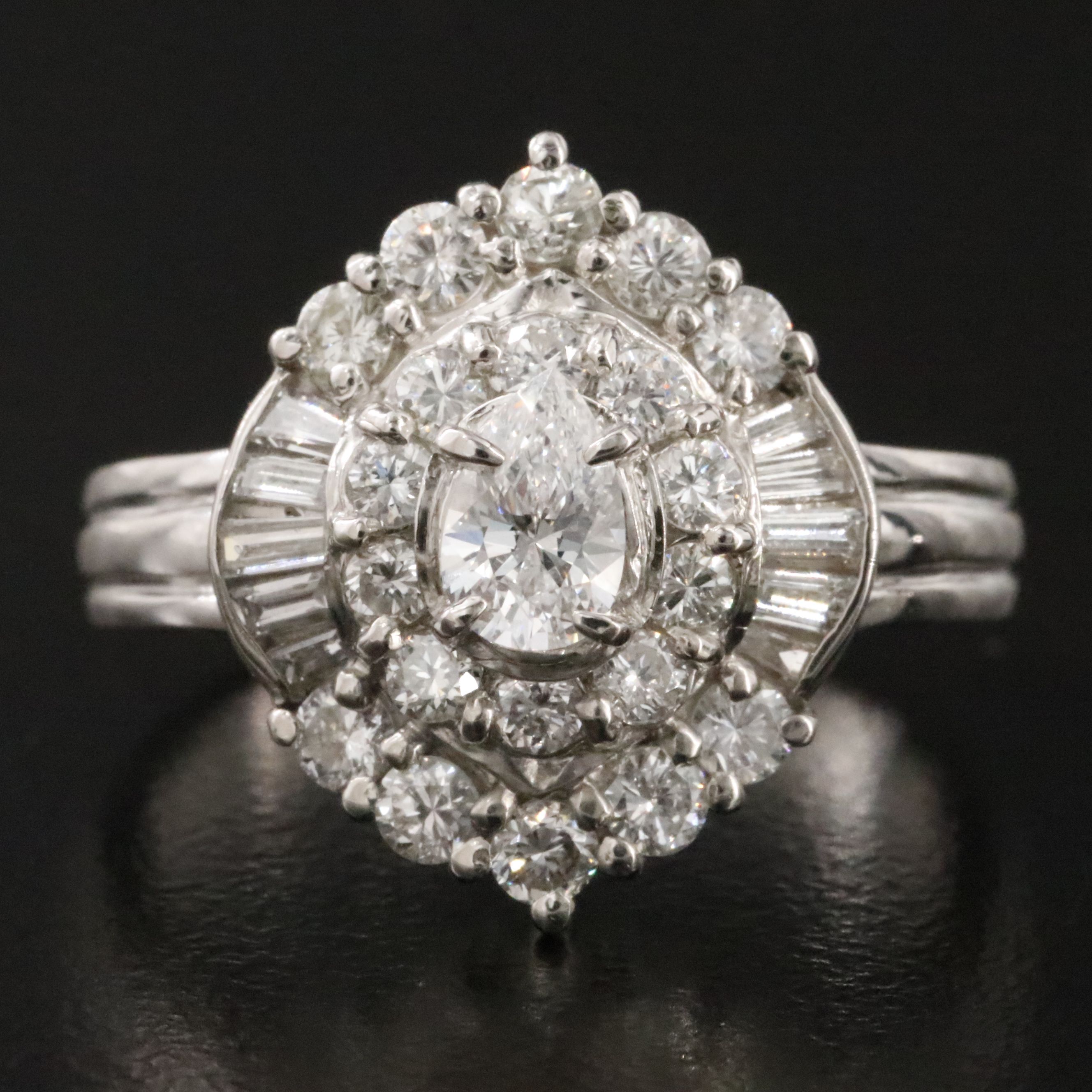 Platinum 1.13 CTW Diamond Cluster Ring