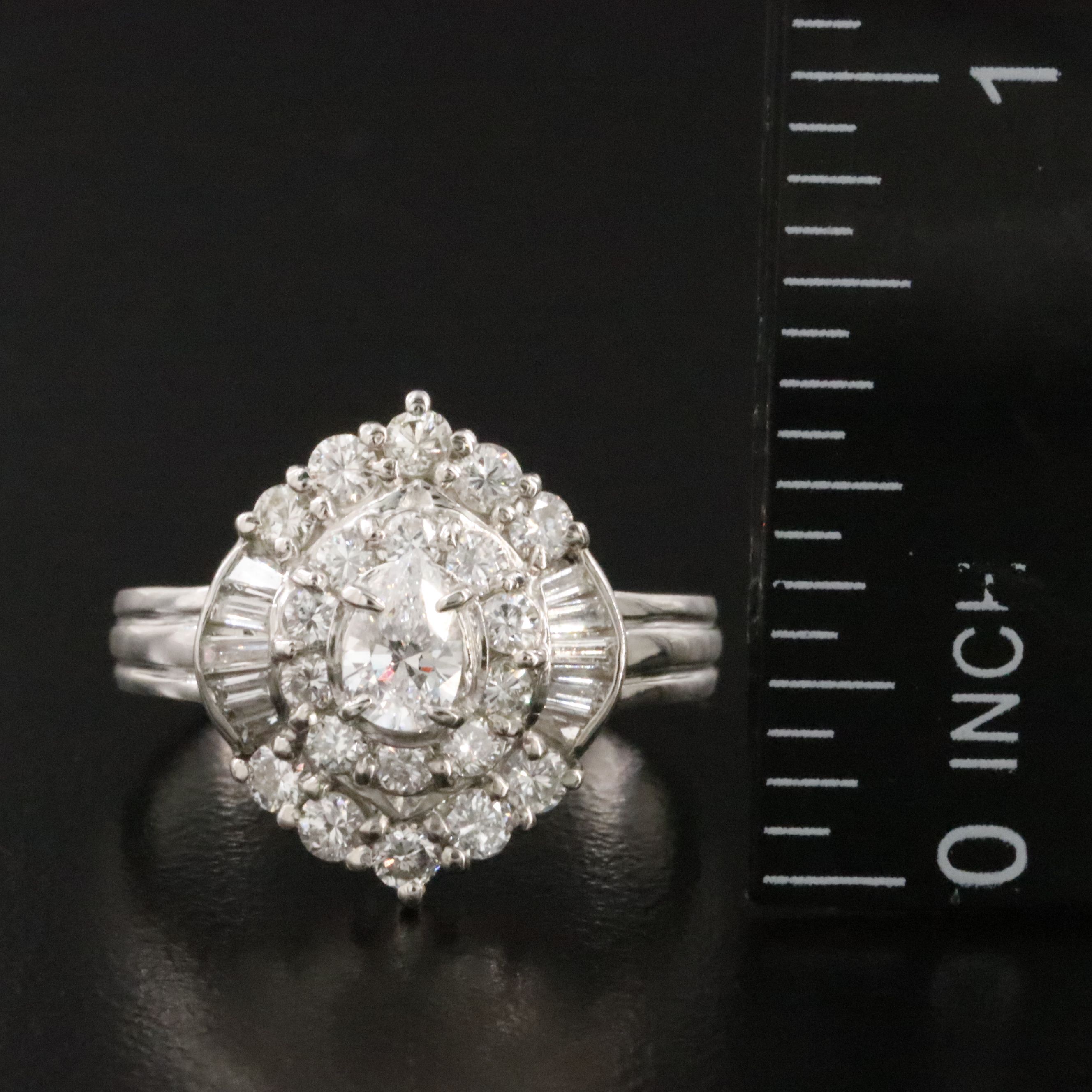 Platinum 1.13 CTW Diamond Cluster Ring