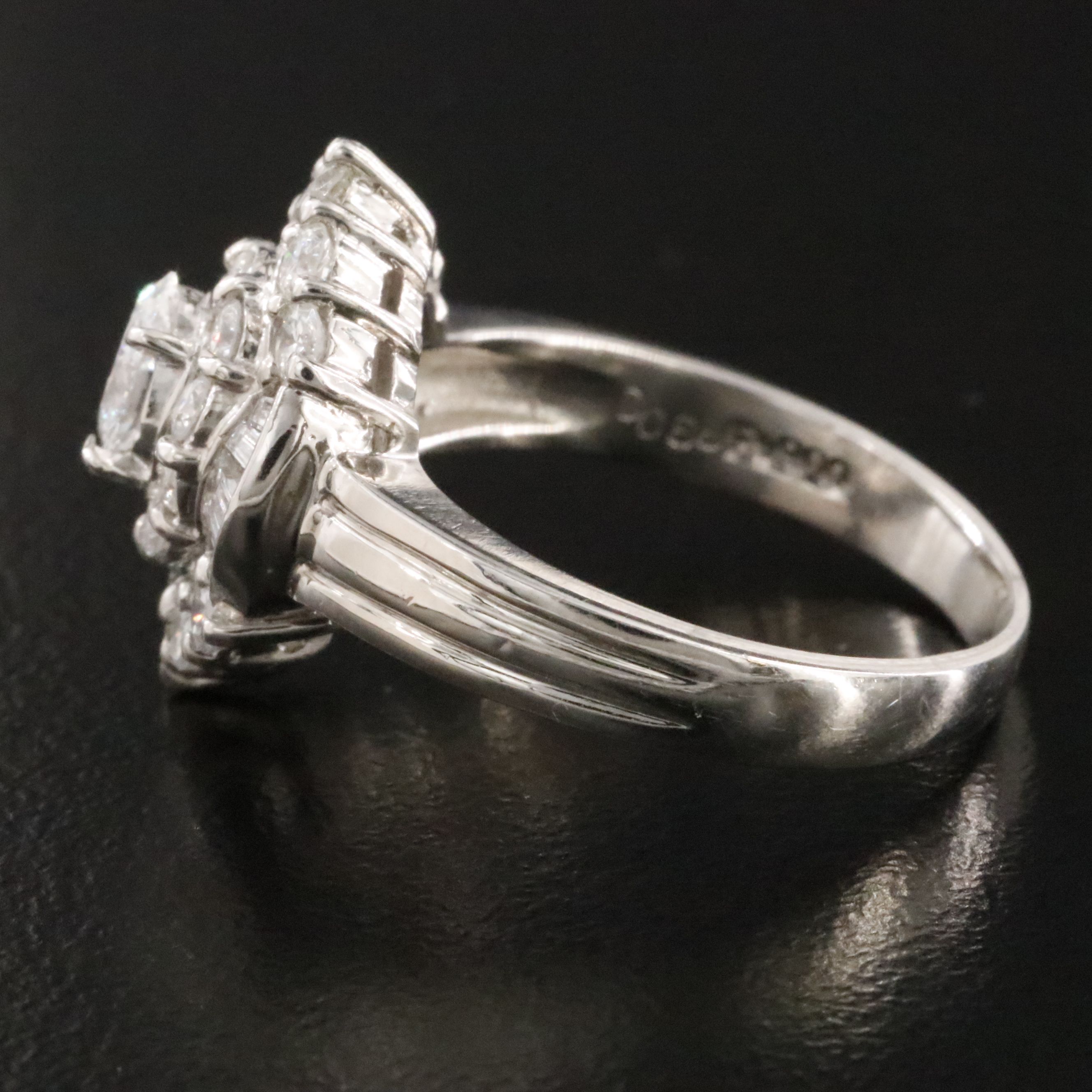 Platinum 1.13 CTW Diamond Cluster Ring