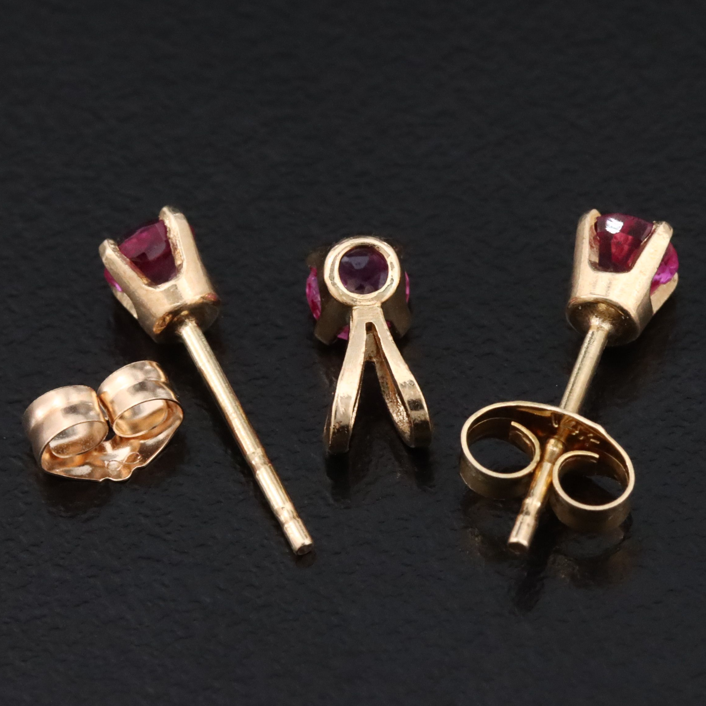 14K Ruby Stud Earrings and Pendant