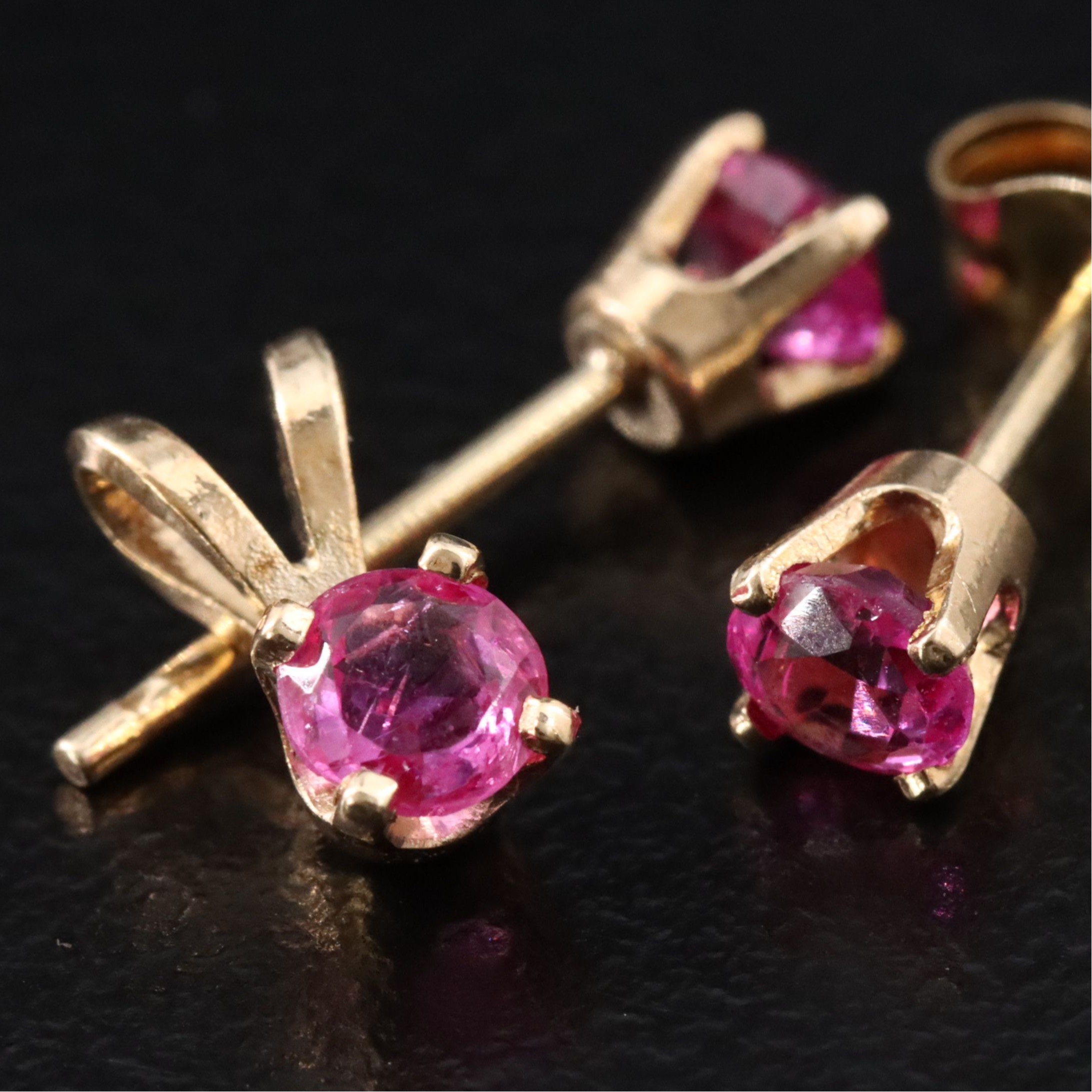14K Ruby Stud Earrings and Pendant