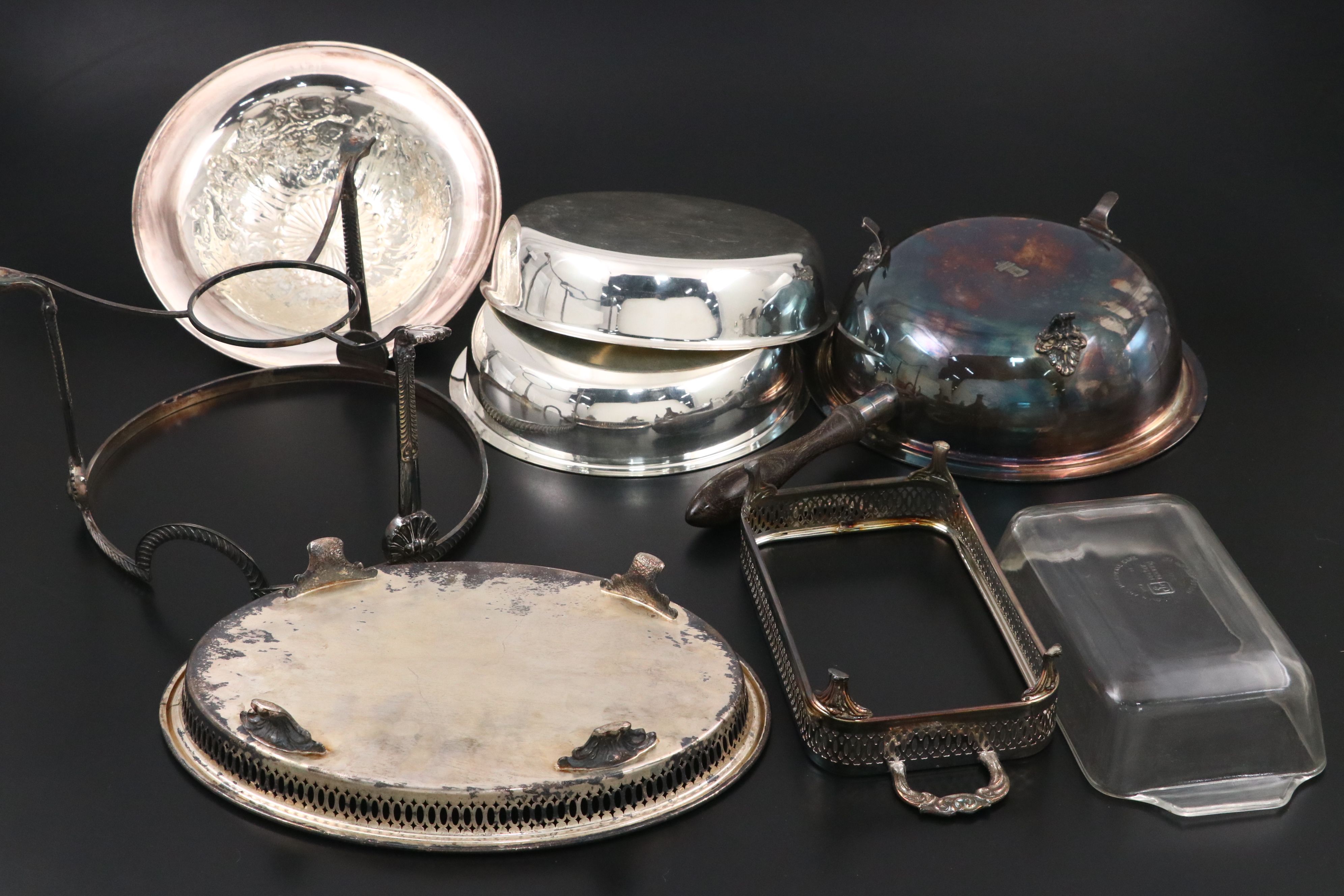 Folgate Hand-Chased Chafing Dish with More Silver Plate Tableware