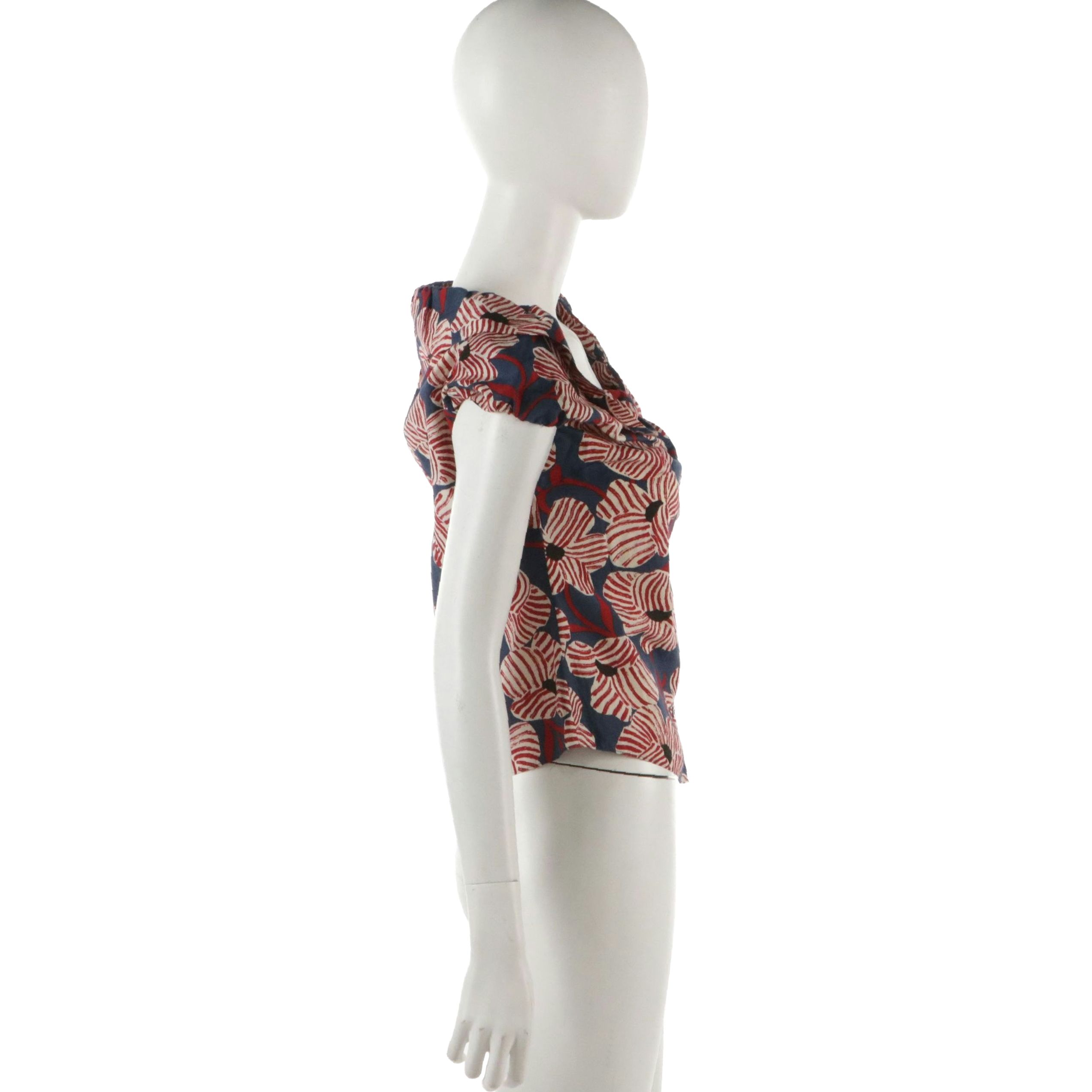 Moschino Cheap and Chic Floral Print Cotton and Silk Blend Ruffled Top