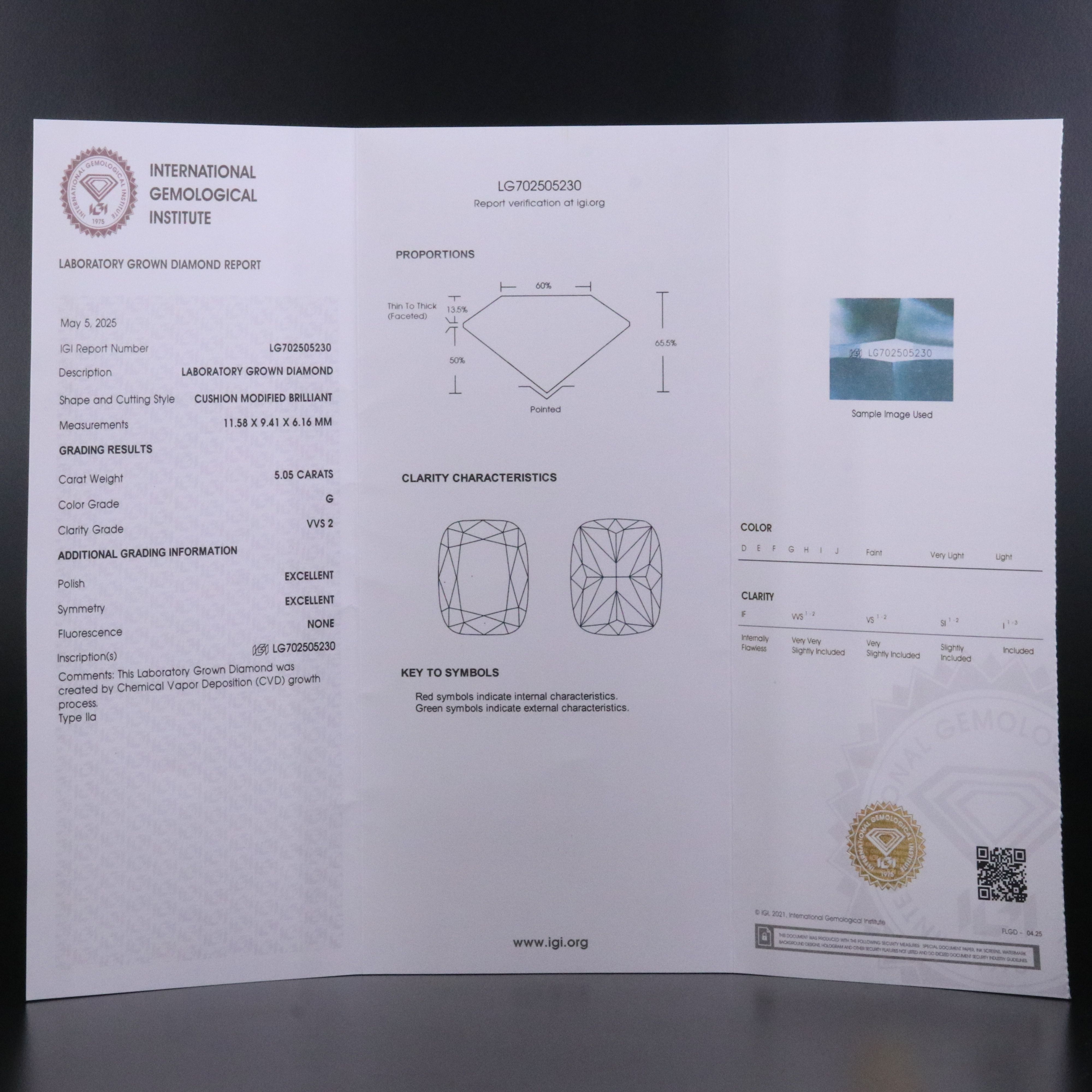 14K Rose Gold 5.05 CT Lab Grown Diamond Ring with IGI Report