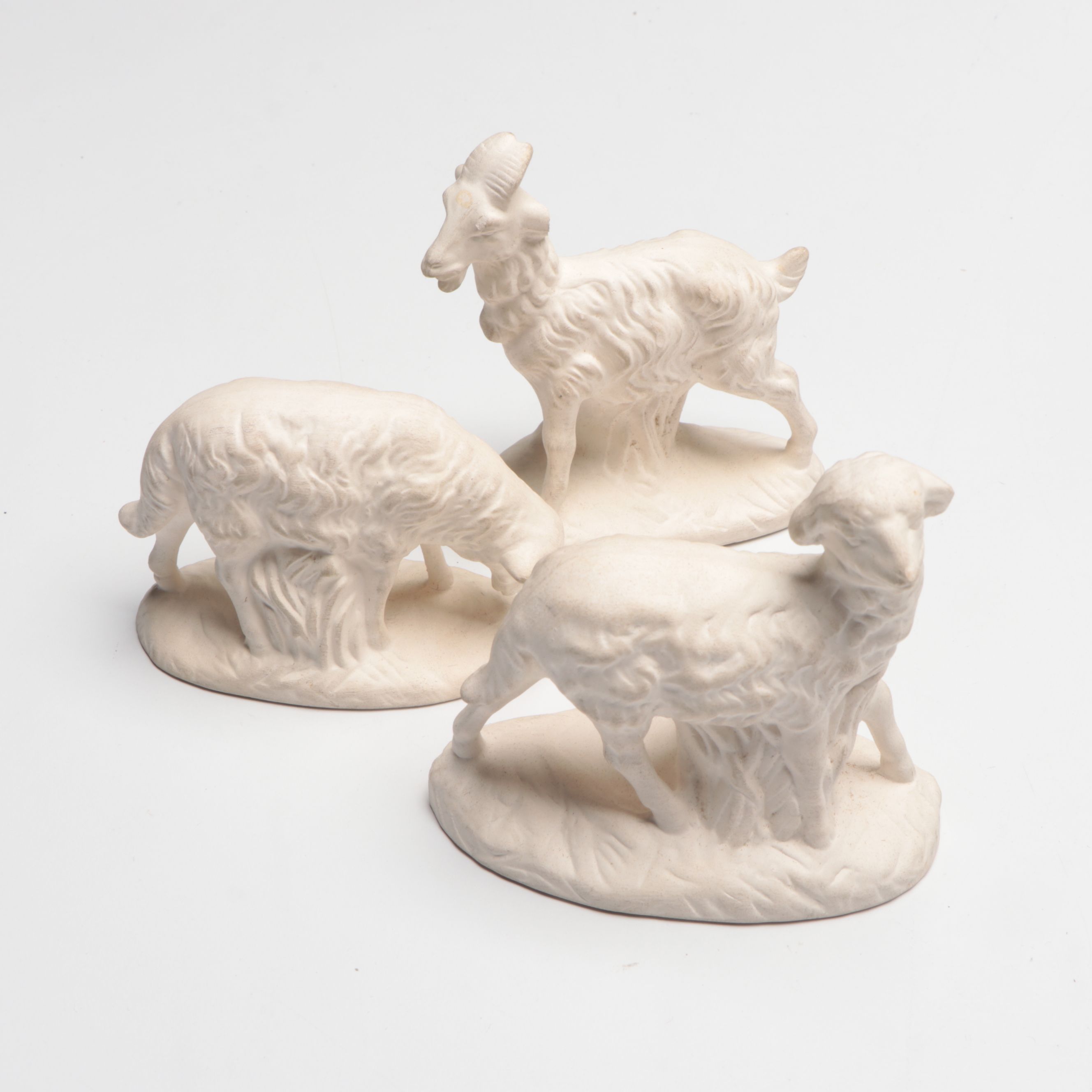 Atlantic Mold Bisque Nativity Figures with Lighted Crèche, Mid to Late 20th C.