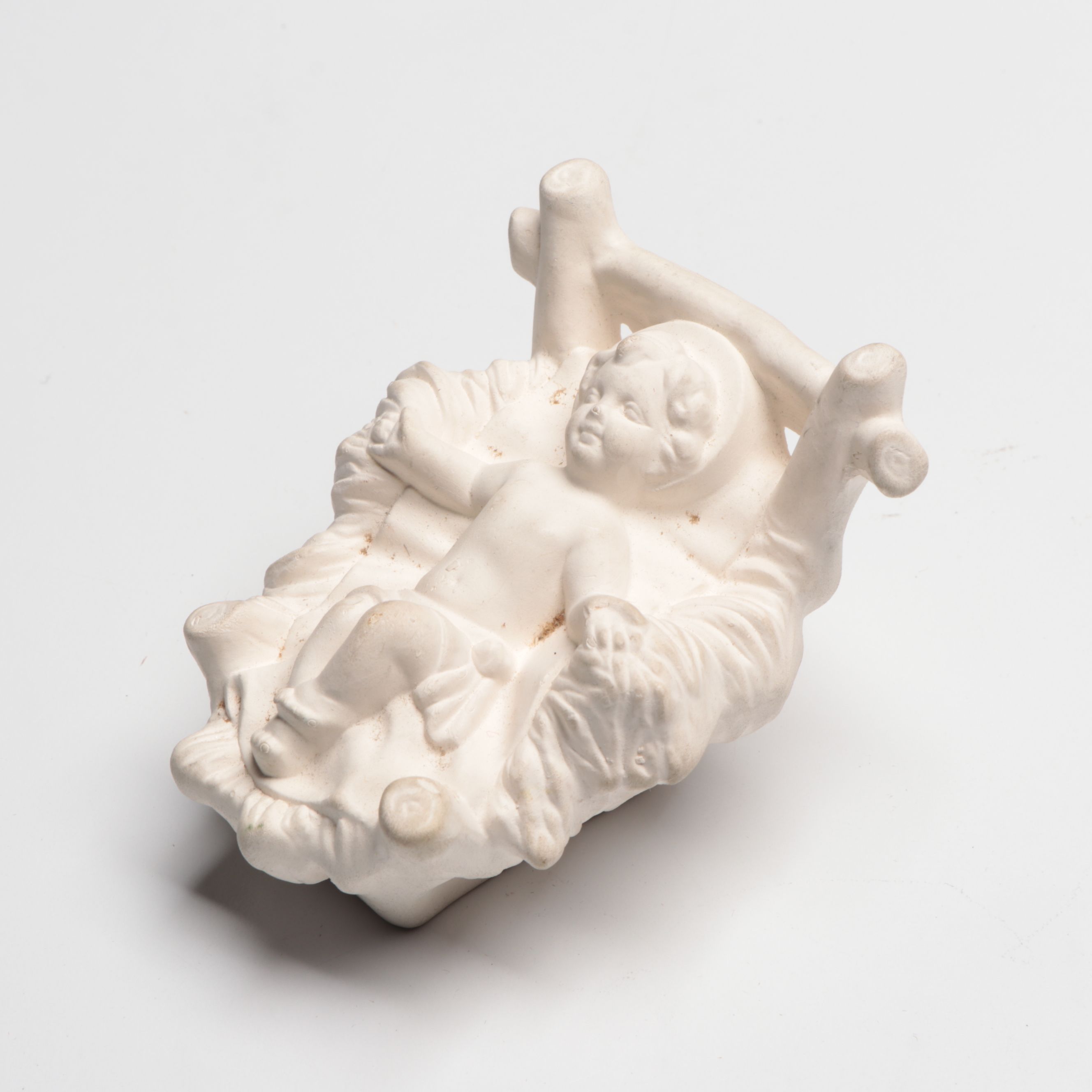 Atlantic Mold Bisque Nativity Figures with Lighted Crèche, Mid to Late 20th C.