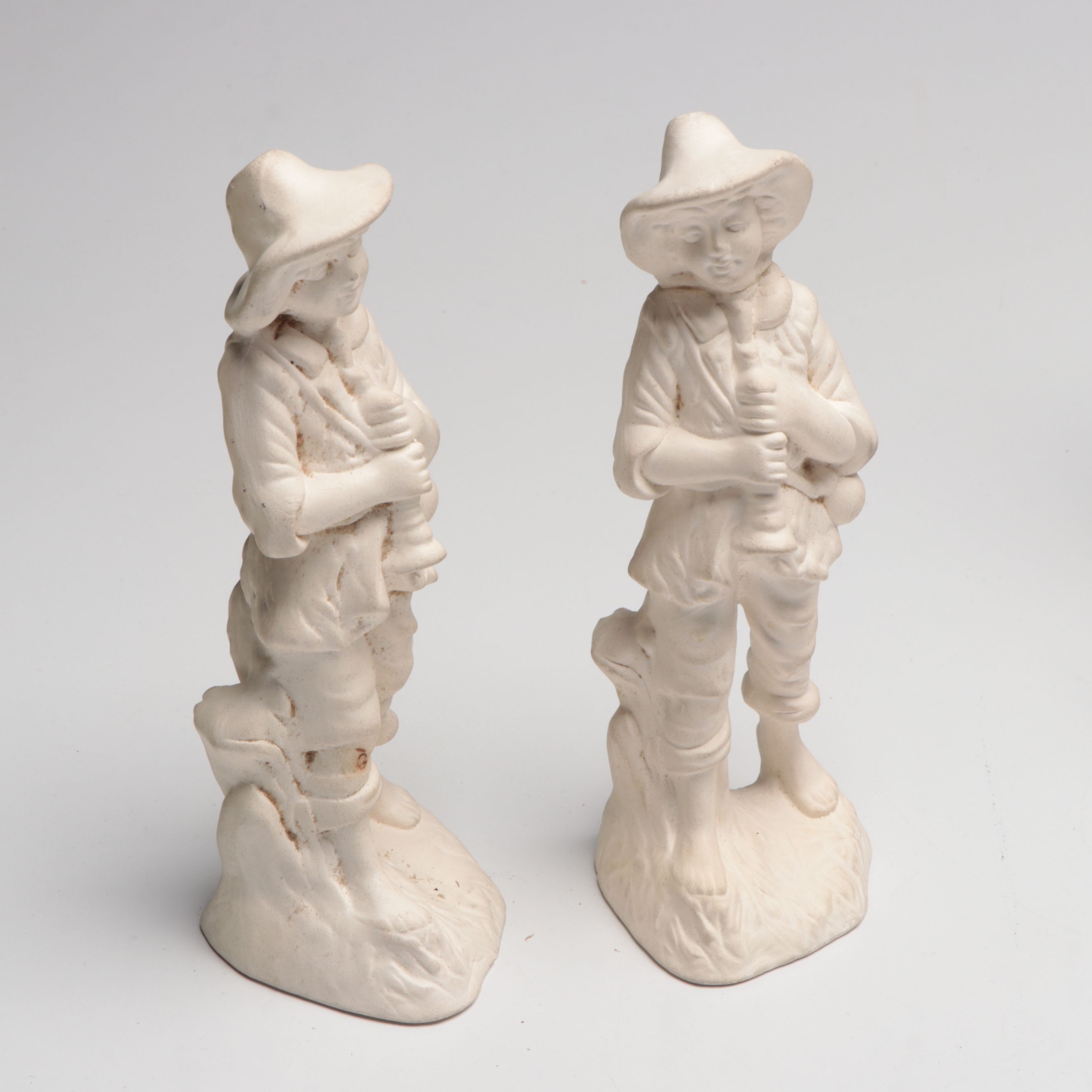 Atlantic Mold Bisque Nativity Figures with Lighted Crèche, Mid to Late 20th C.