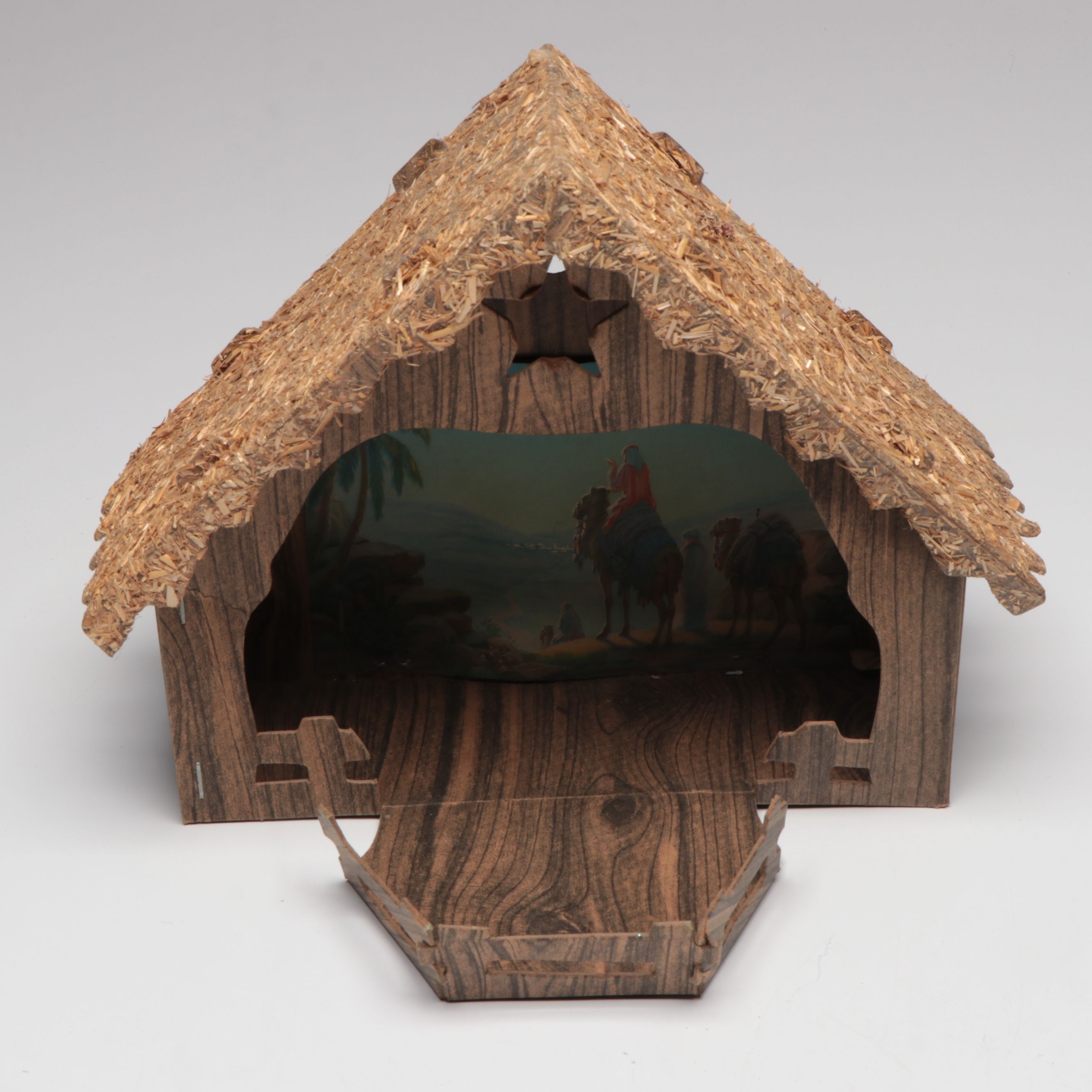 Atlantic Mold Bisque Nativity Figures with Lighted Crèche, Mid to Late 20th C.