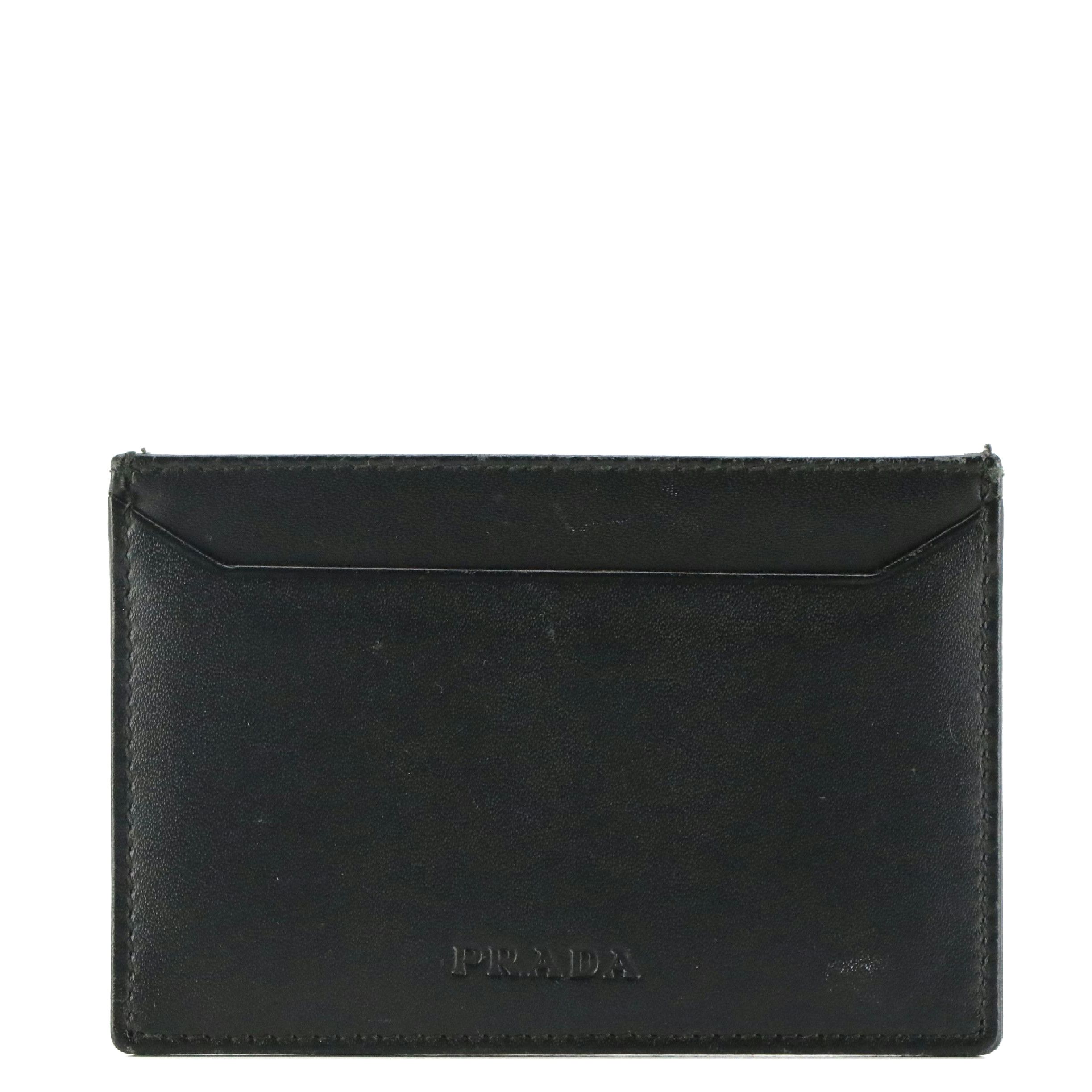 Prada Card Holder in Charcoal Grey Leather