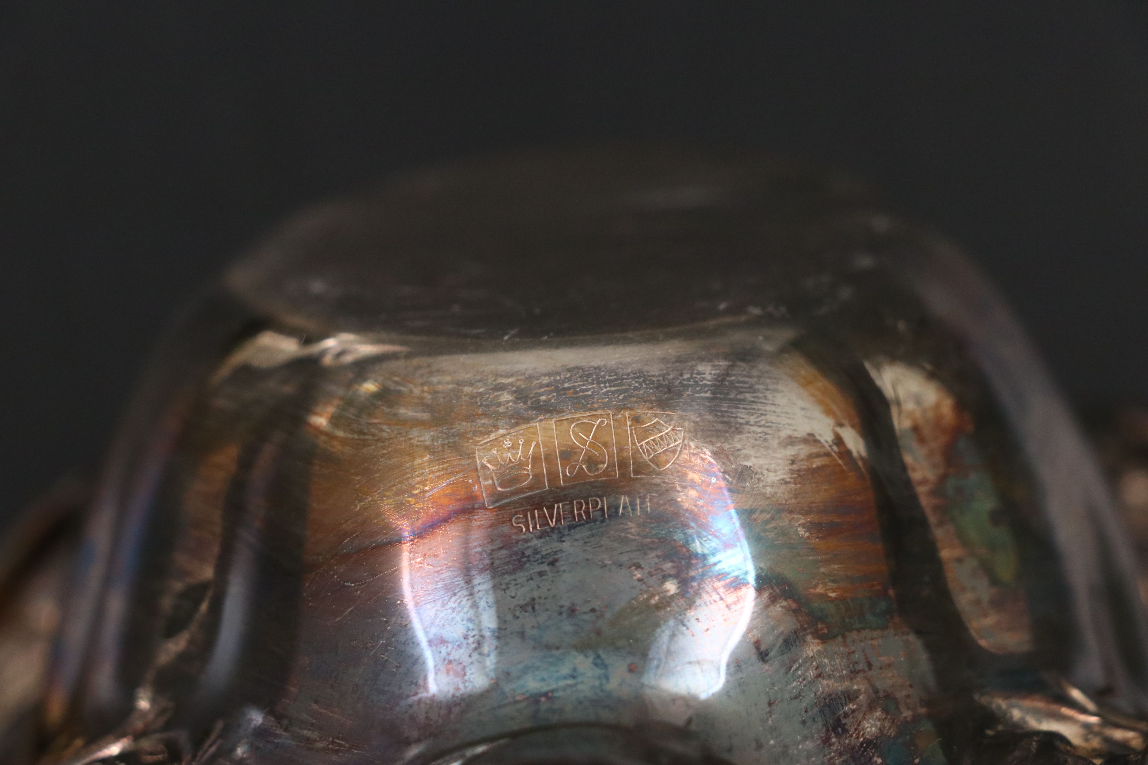 Webster Centerpiece Basket with Gorham and Other Silver Plate Tableware