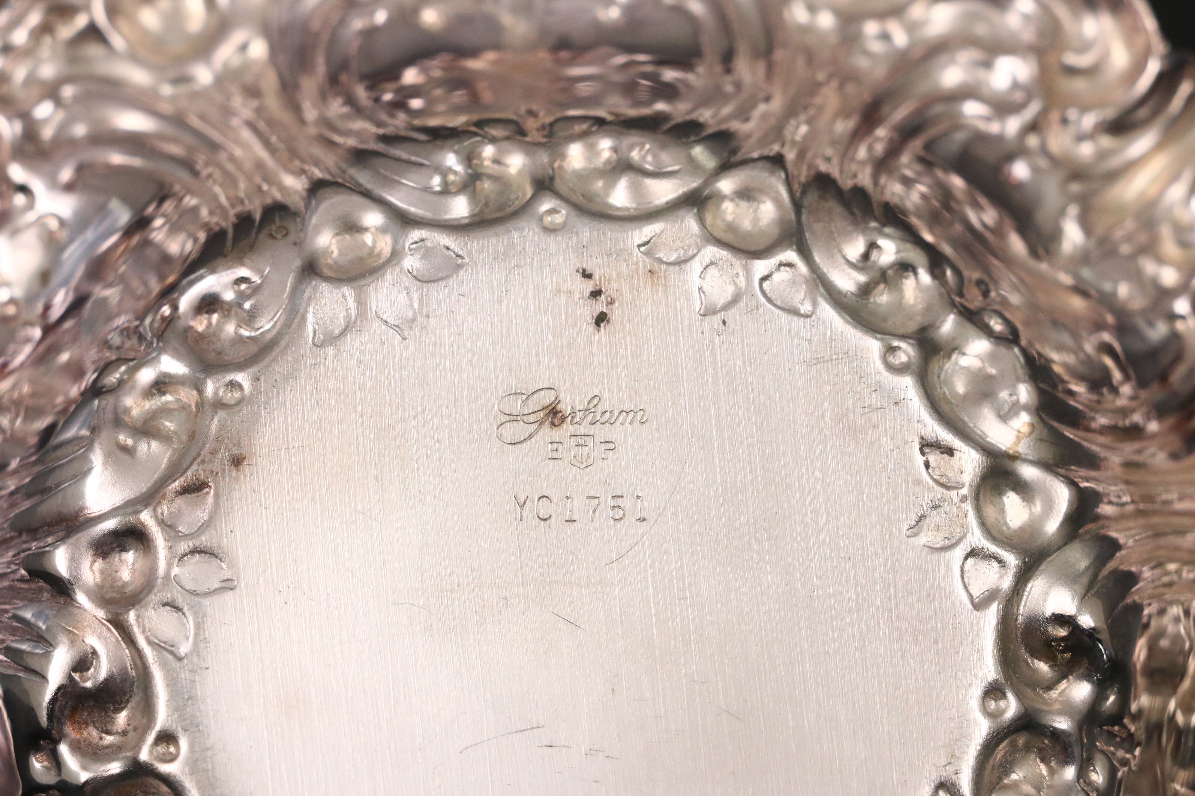 Webster Centerpiece Basket with Gorham and Other Silver Plate Tableware