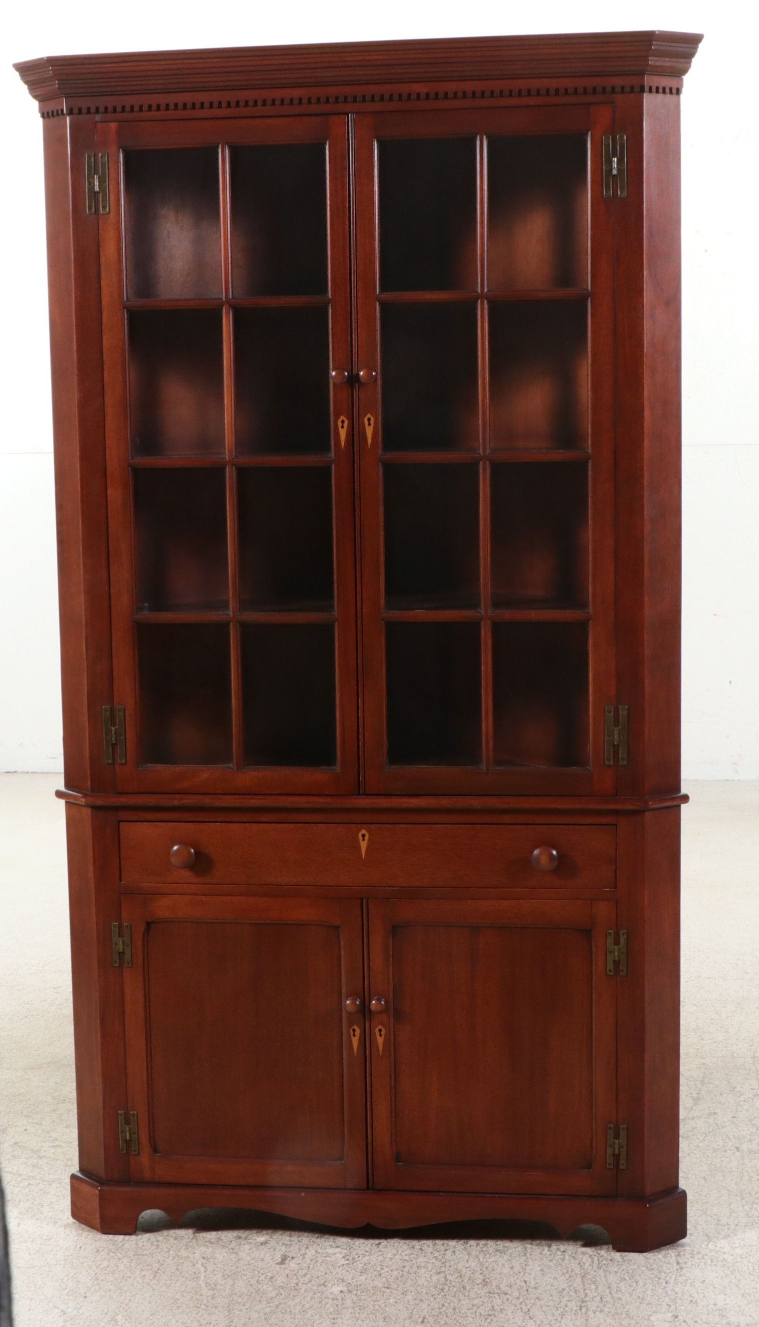 Federal Style Inlaid Mahogany Corner Cabinet