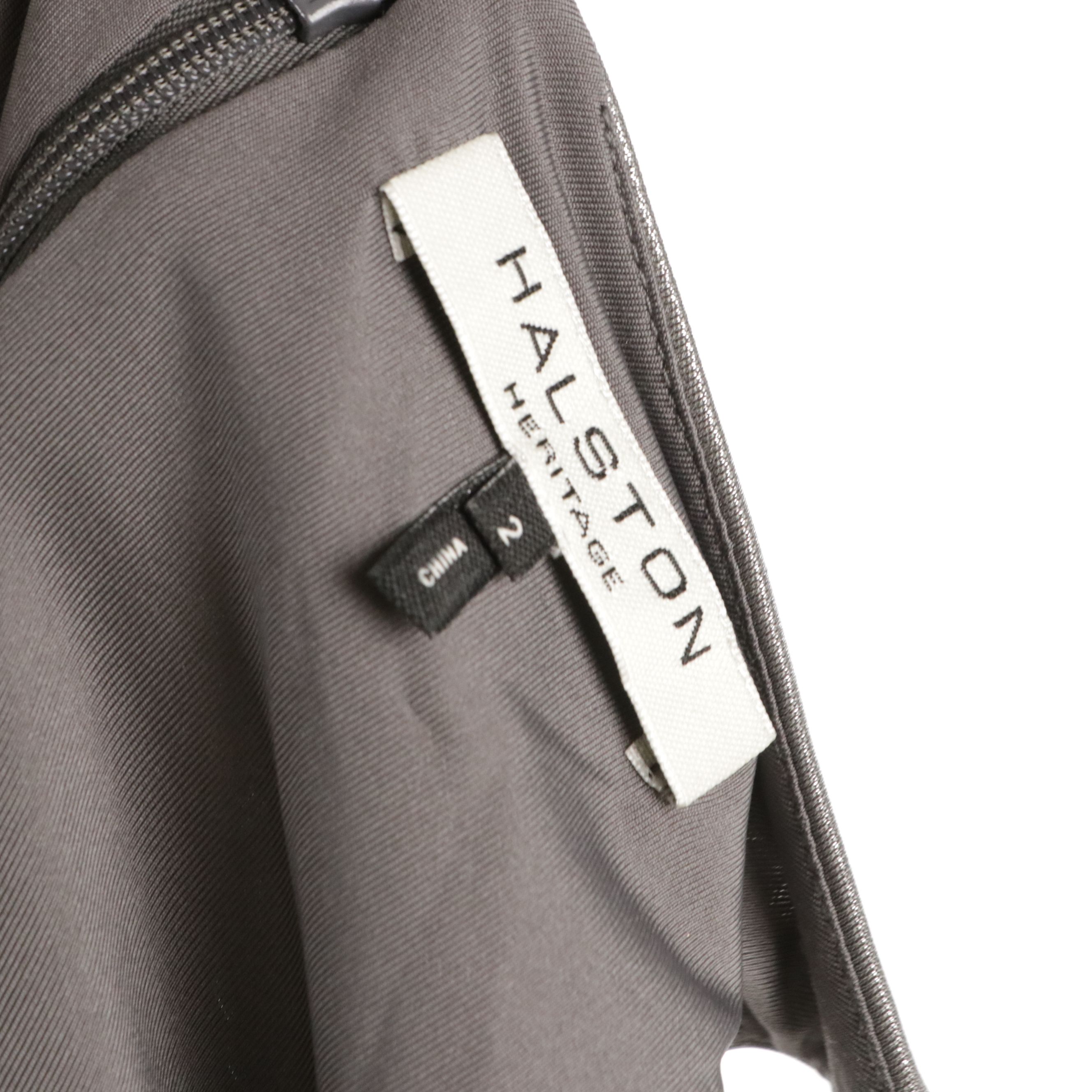 Halston Heritage Silver Metallic Jersey Cutout Evening Dress