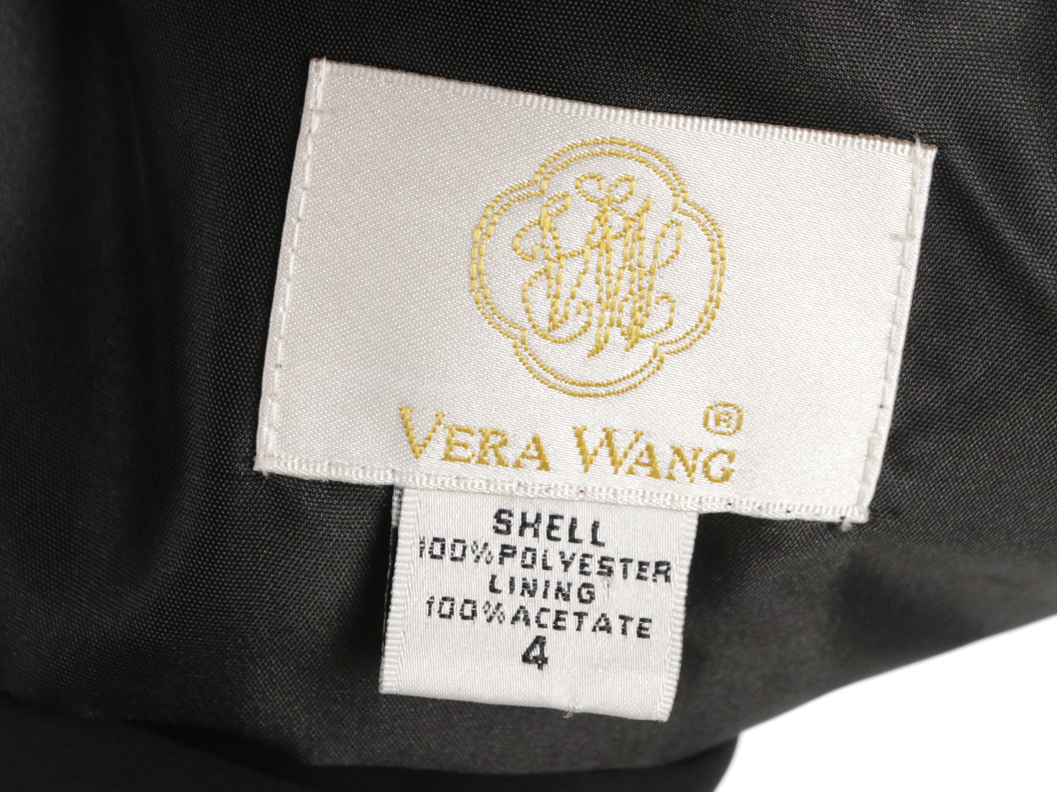 Vera Wang Deep V-Neck Evening Dress in Black