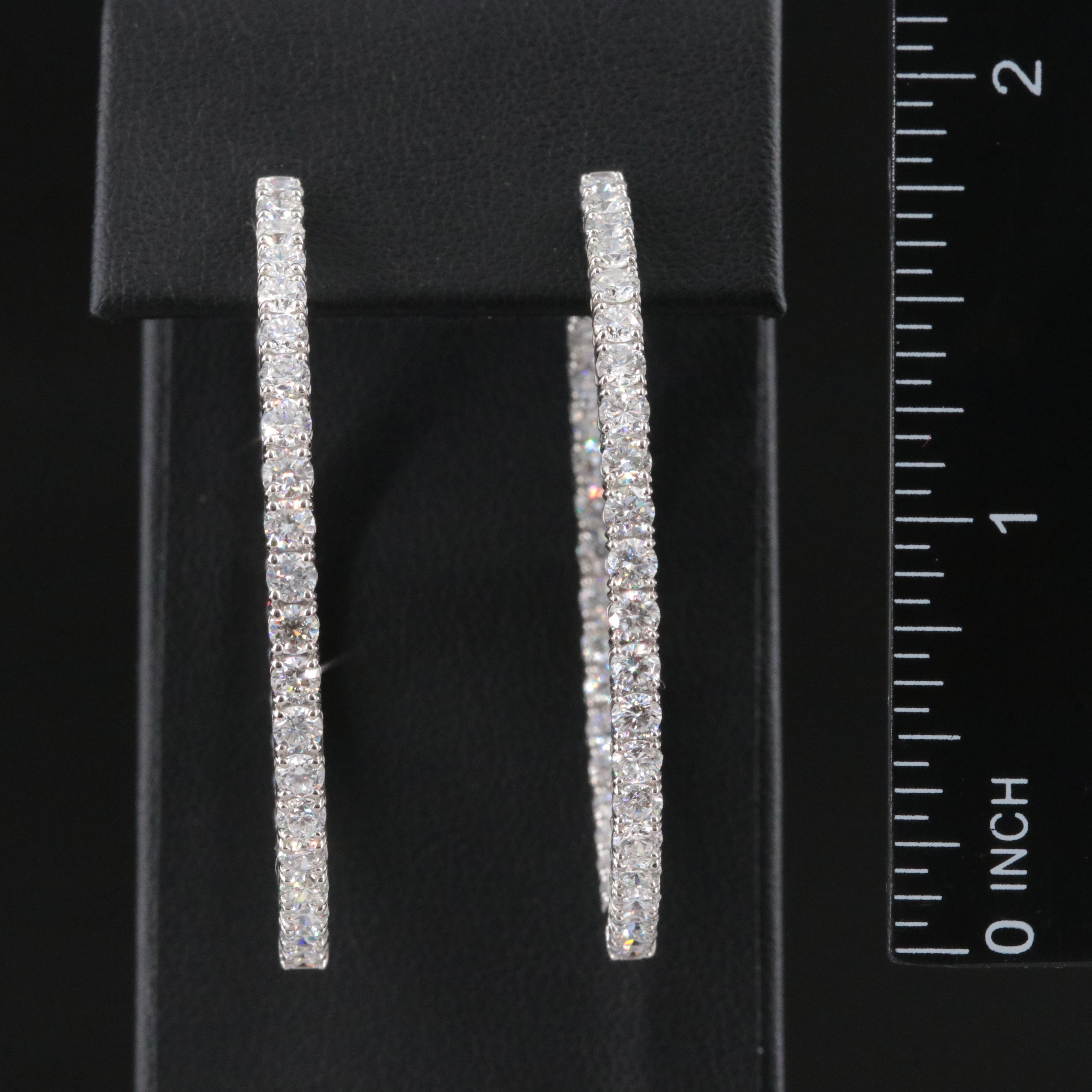 Platinum 7.89 CTW Lab Grown Inside-Out Hoop Earrings