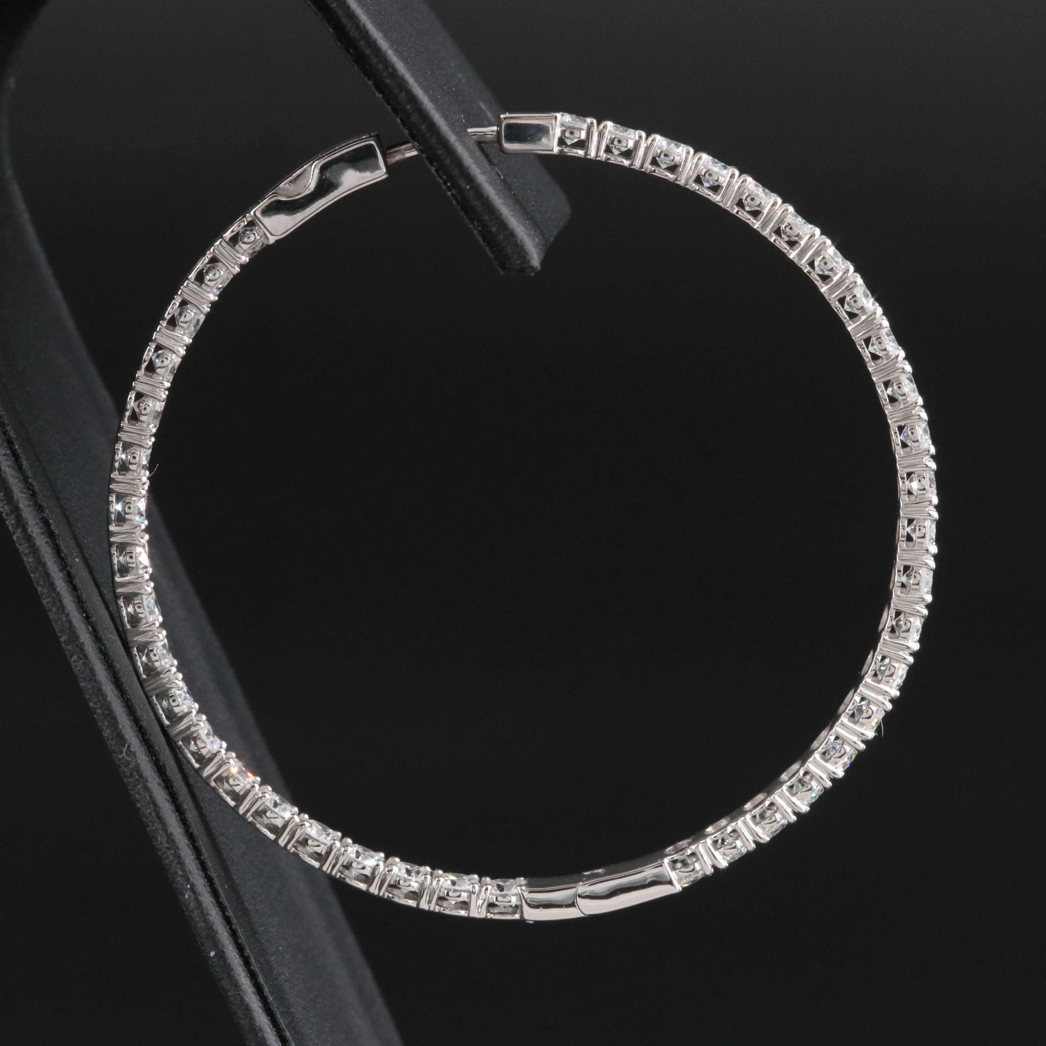 Platinum 7.89 CTW Lab Grown Inside-Out Hoop Earrings