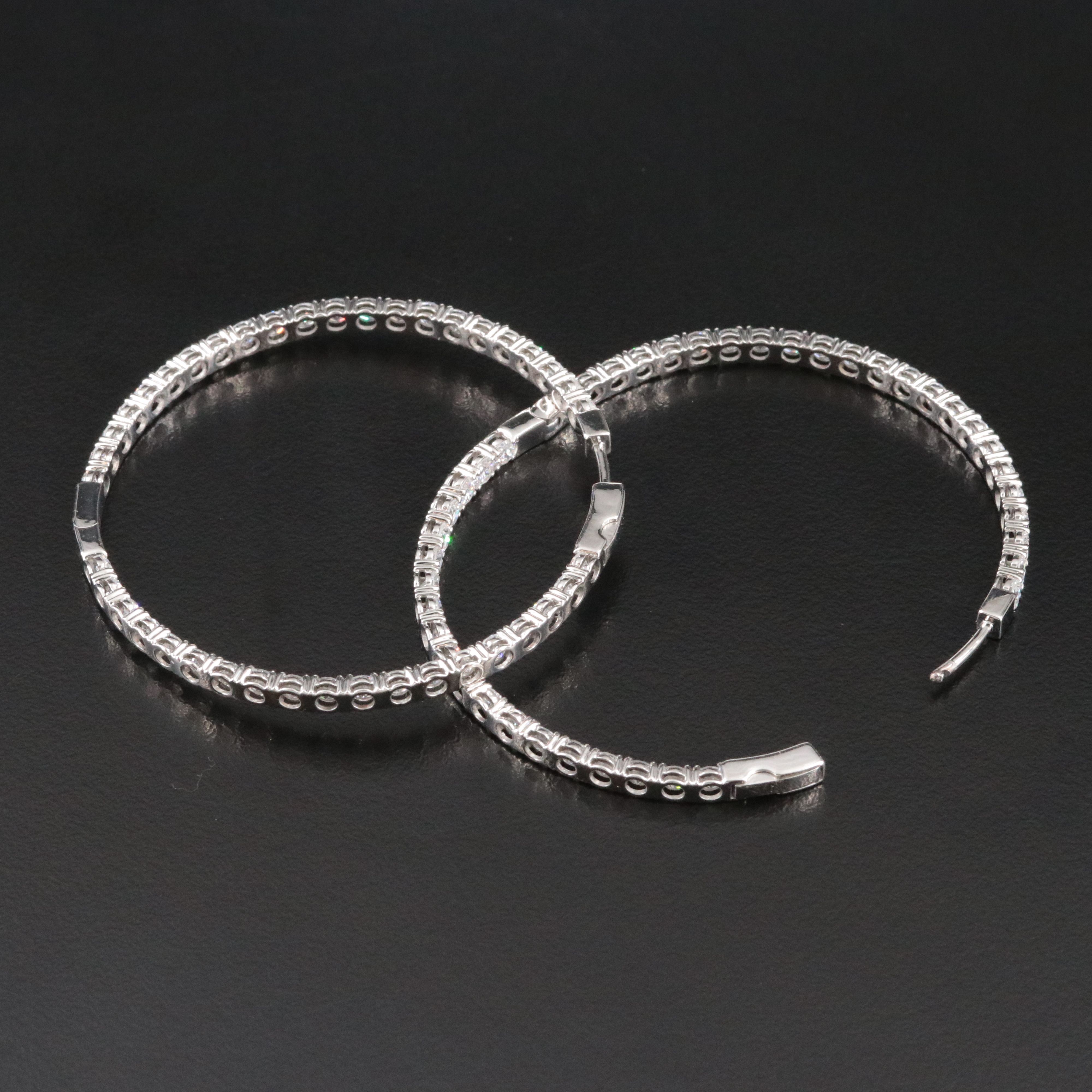 Platinum 7.89 CTW Lab Grown Inside-Out Hoop Earrings