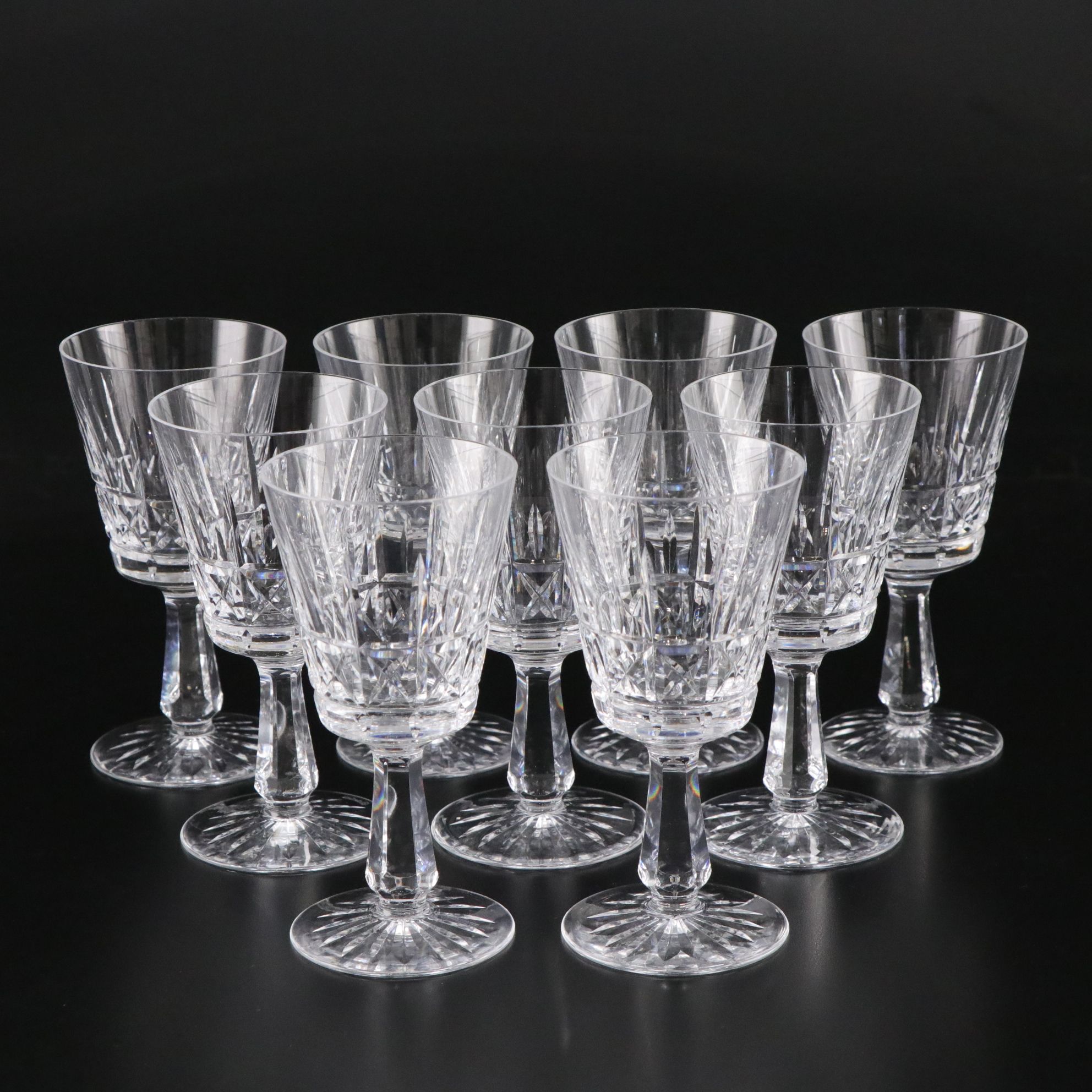 Nine Waterford Crystal "Kylemore" Water Goblets
